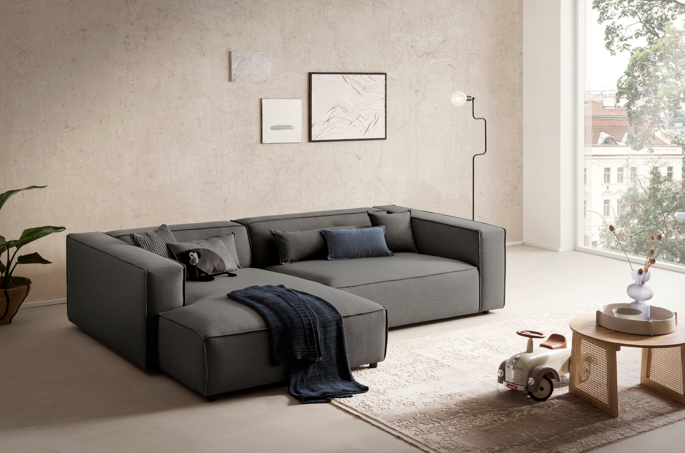 LeGer Home by Lena Gercke Ecksofa »PIARA XXL, besonders tiefe Sitzfläche, L-Form,«, Inklusive 2 Rückenkissen 80x35 cm und 1 Zierkissen 40x40 cm