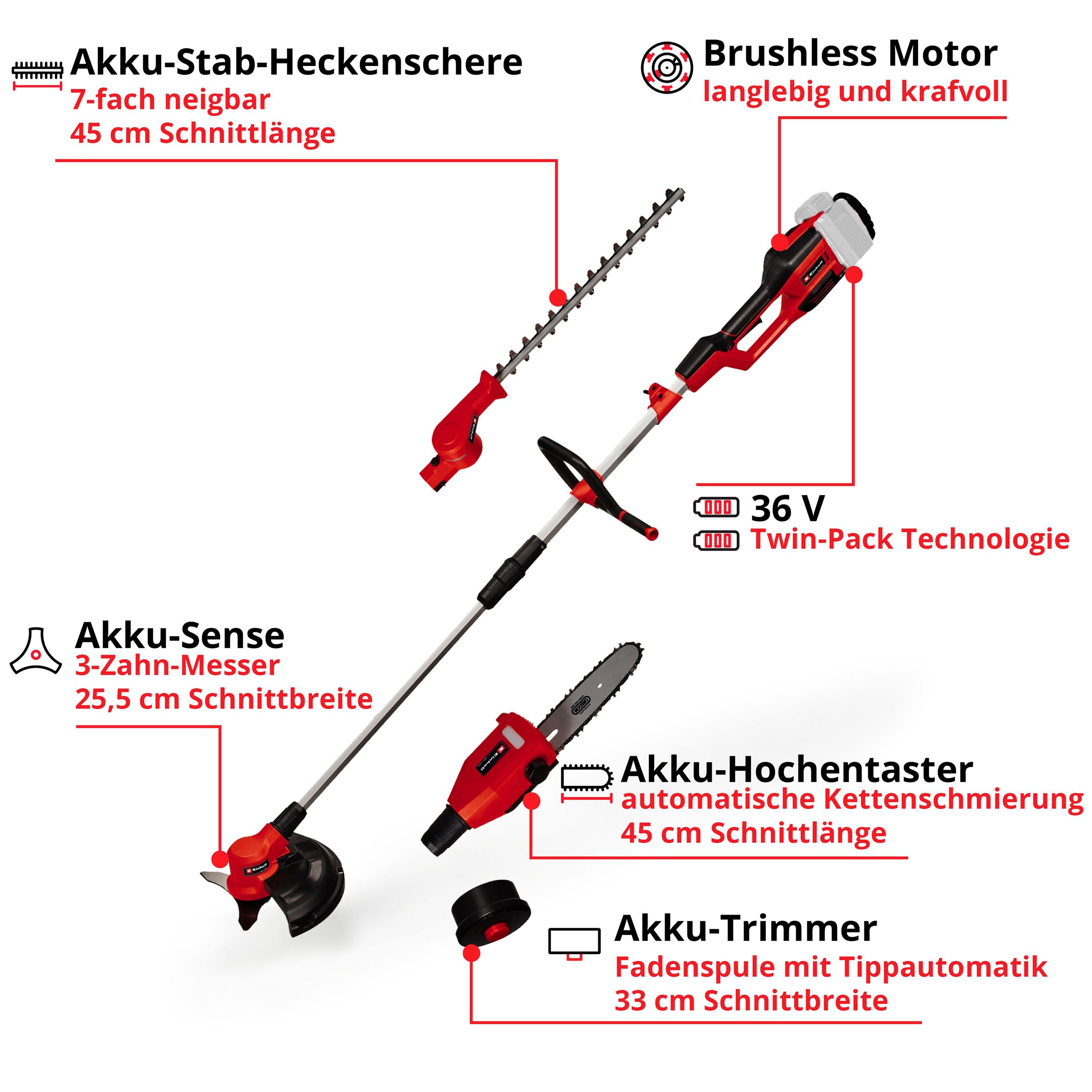 Einhell Garten-Multifunktionsgerät »GE-LM 36/4in1 Li-Solo«, ohne Akku und Ladegerät