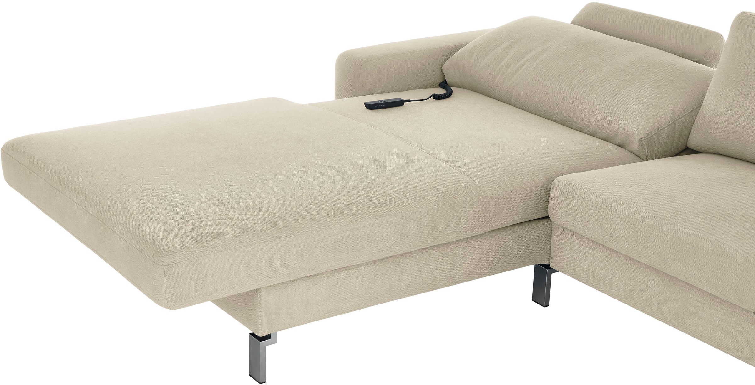 3C Candy Ecksofa »Lecce, wahlweise PUR-Schaumstoff oder Tonnentaschenfederkern« Bett im 2,5-Sitzer, teilmotorische Schlaffunktion im Longchair, L-Form