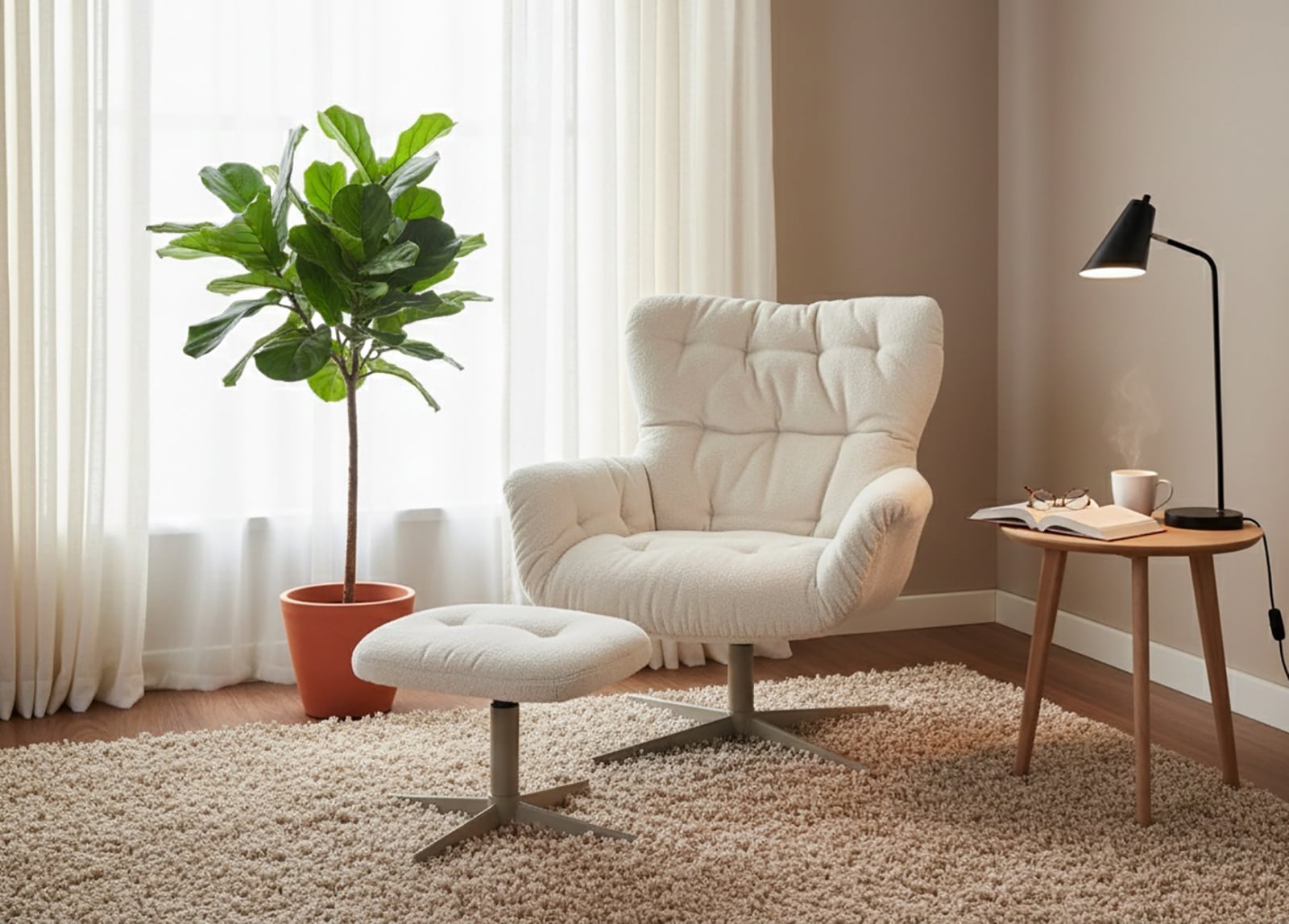 Jahnke Sessel »LOUNGE COSY TWIST PLUS« Loungesessel inkl. Hocker, bequeme Polsterung & Armlehnen, drehbar