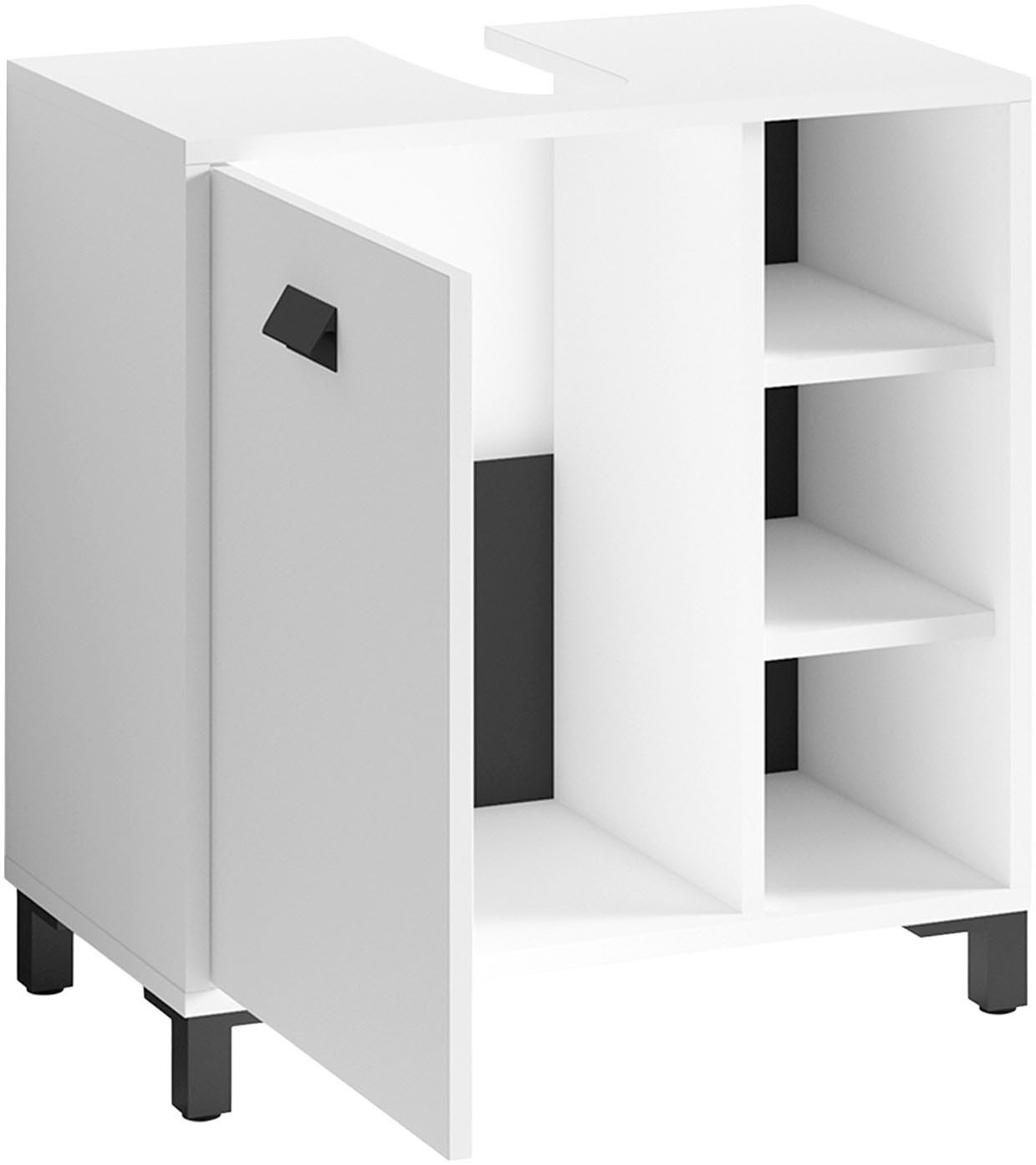 byLIVING Waschbeckenunterschrank »Wellness«, (1 St.), 60cm Waschbeckenunterschrank mit Metallgriff und viel Stauraum.