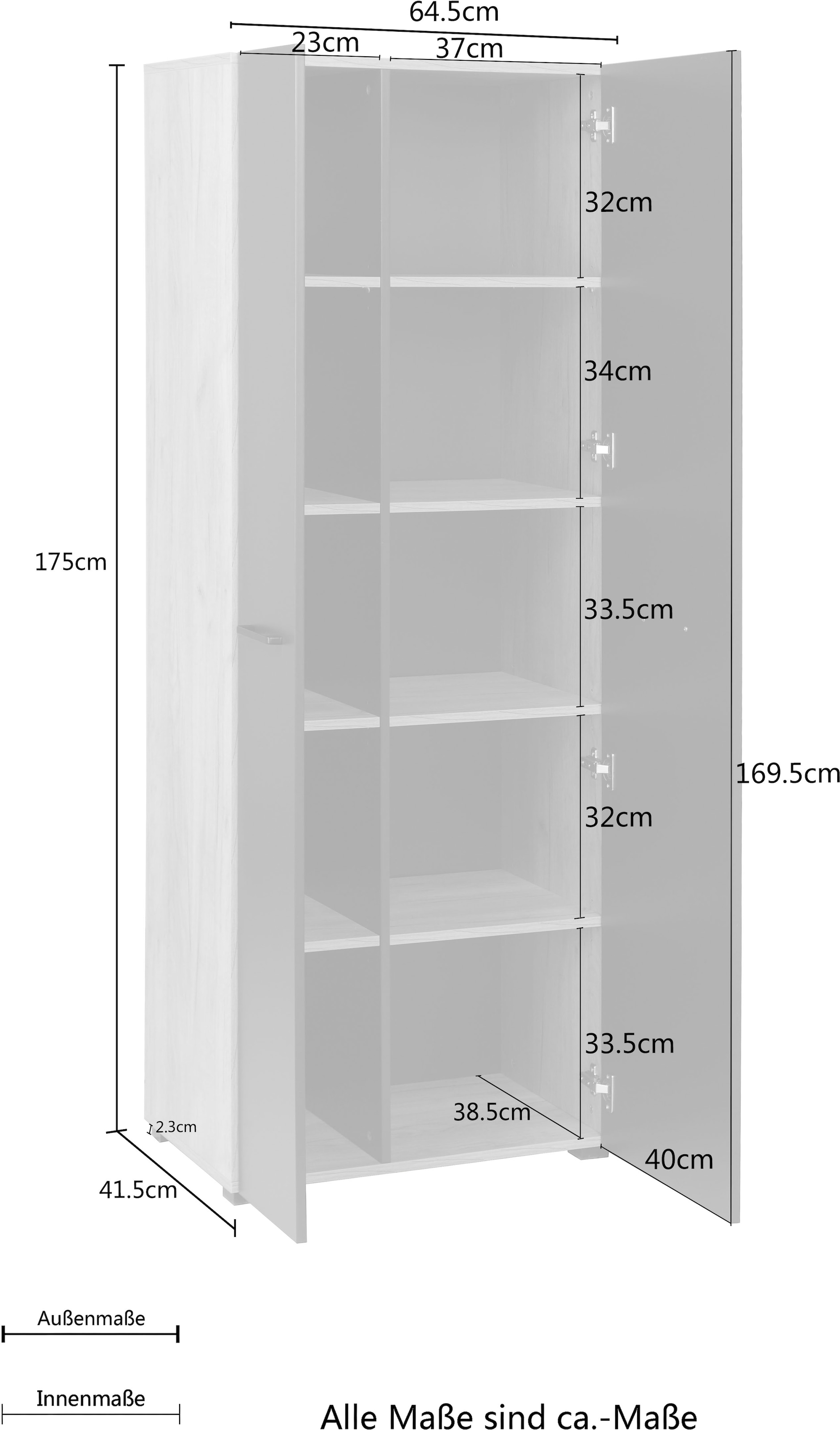 Places of Style Aktenschrank »Moid«, Höhe 174,5 cm, moderner Mehrzweckschrank mit Türen
