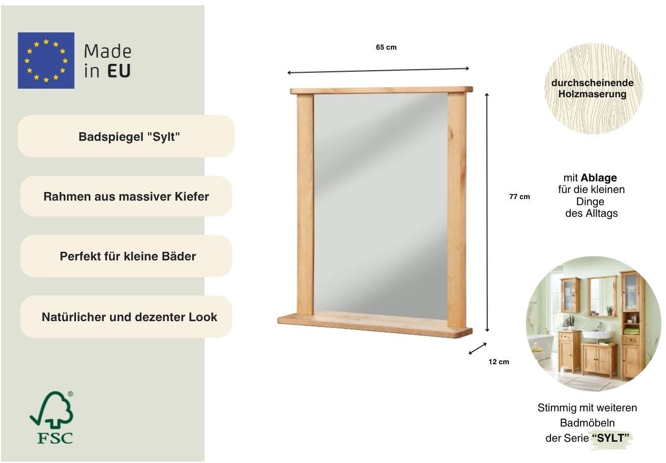 welltime Badspiegel »Sylt« Spiegel, Breite 65 cm