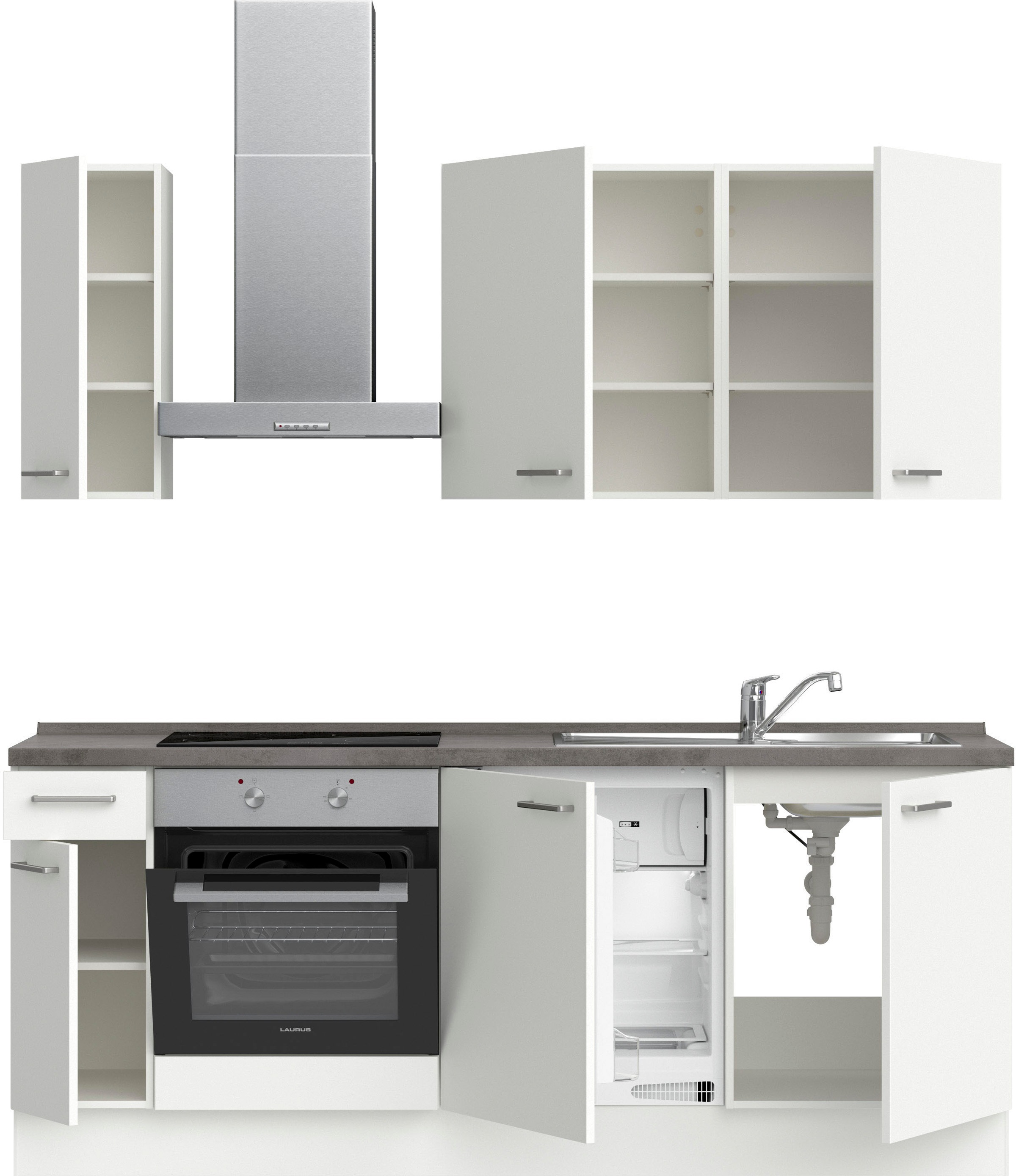 nobilia® Küchenzeile »"Touch I"«, vormontiert, Ausrichtung wählbar, Breite 210 cm, wahlw. mit E-Geräten