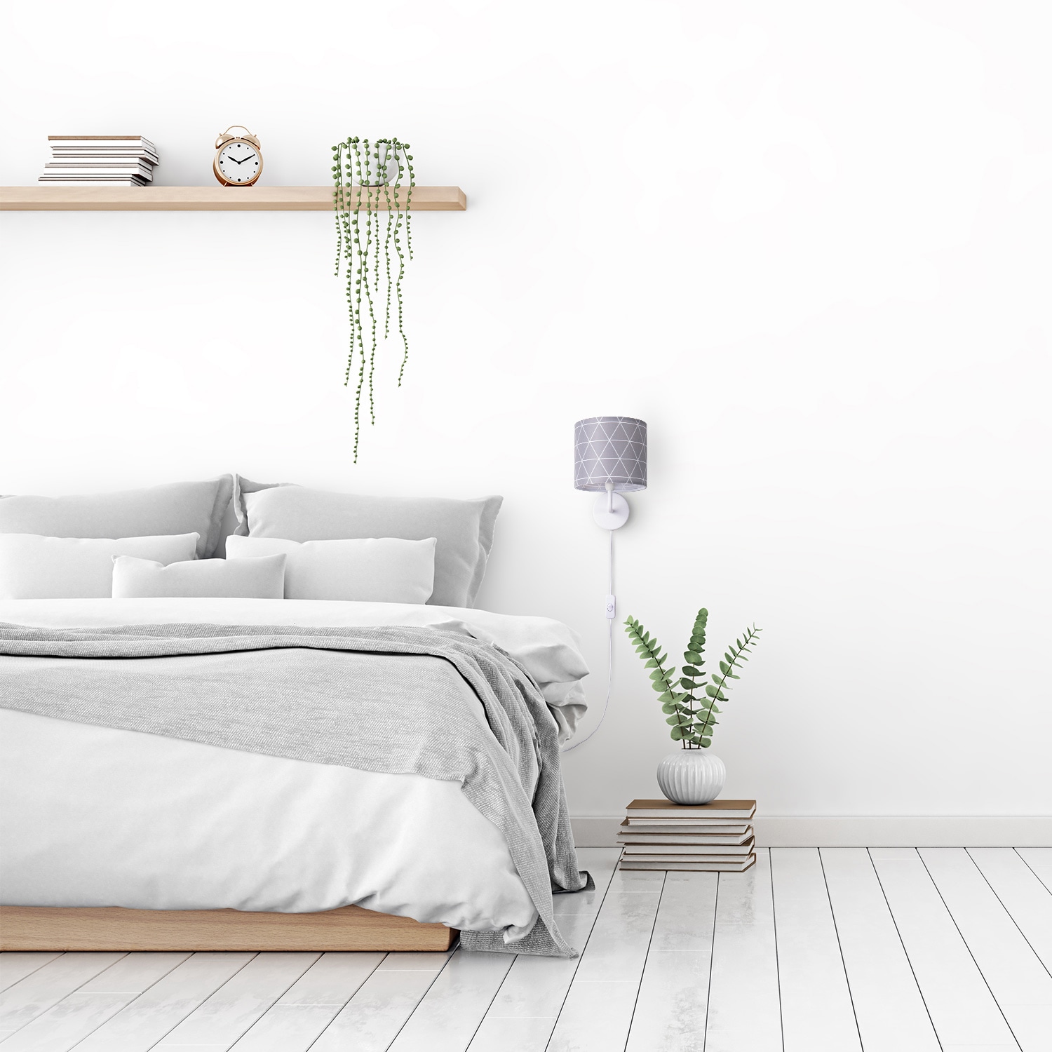 Paco Home Wandleuchte »Stella 401«, 1 flammig, Leuchtmittel E14 | ohne Leuchtmittel, Stecker Flur Lampe Wohnzimmer âˆ…18cm Skandi Stil Kabel 3m E14