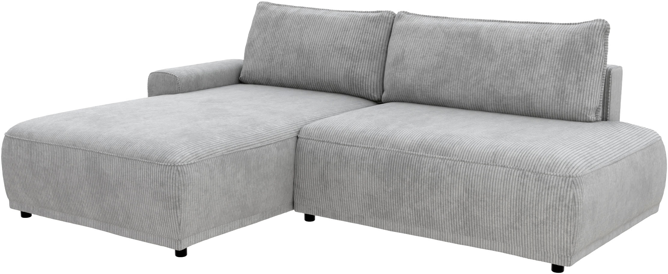 TRENDMANUFAKTUR Ecksofa »Fordon II, Schlafsofa mit Bettkasten, Couch in L-Form, Breite 250 cm«, in Cordstoff HYPER, betongrau, Armlehne links