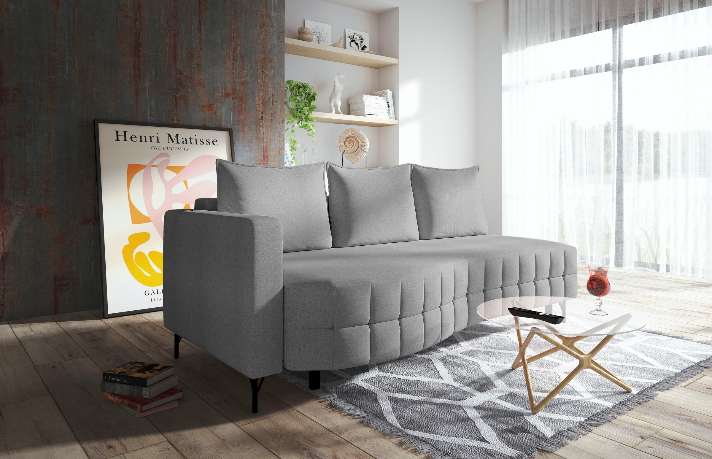 exxpo - sofa fashion Loungesofa »T wiggy Schlafsofa mit Bettfunktion und Bettkasten,« komfortabler Federkern, super Sitzkomfort, elegante Formensprache