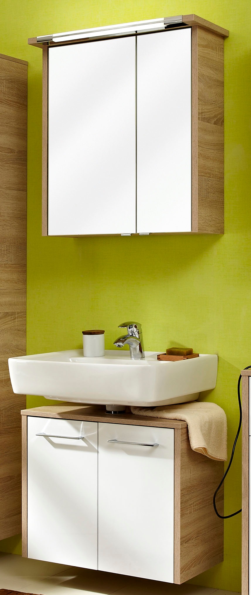 Saphir Badmöbel-Set »Quickset 382 2-teilig, Waschbeckenunterschrank mit LED günstig online kaufen