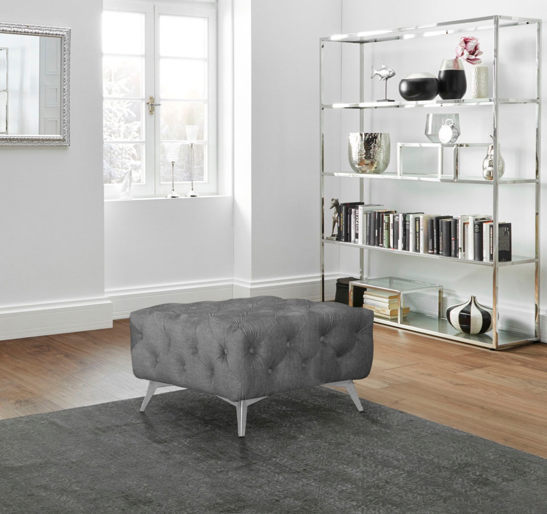 Leonique Polsterhocker »Glynis«, aufwändige Knopfheftung, moderne Chesterfield Optik, Fußfarbe wählbar