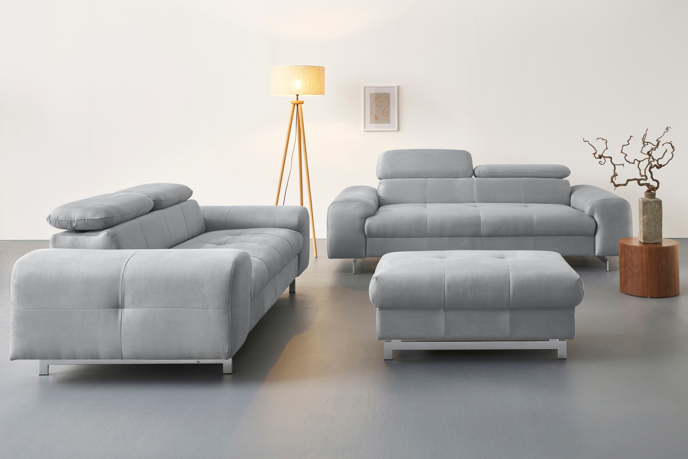 COTTA 2-Sitzer »Chef«, Big-Sofa mit Kopfteilverstellung, edle Metallkufen