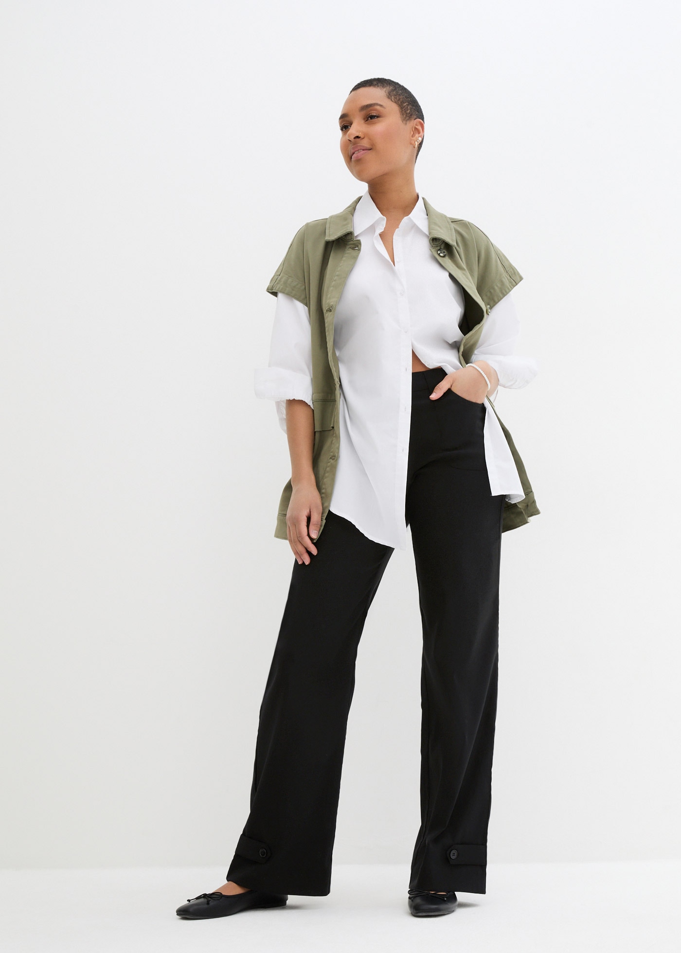 bonprix Stretch-Hose  aus Polyester, Viskose und Elasthan, mit Bequembund, Regular Fit