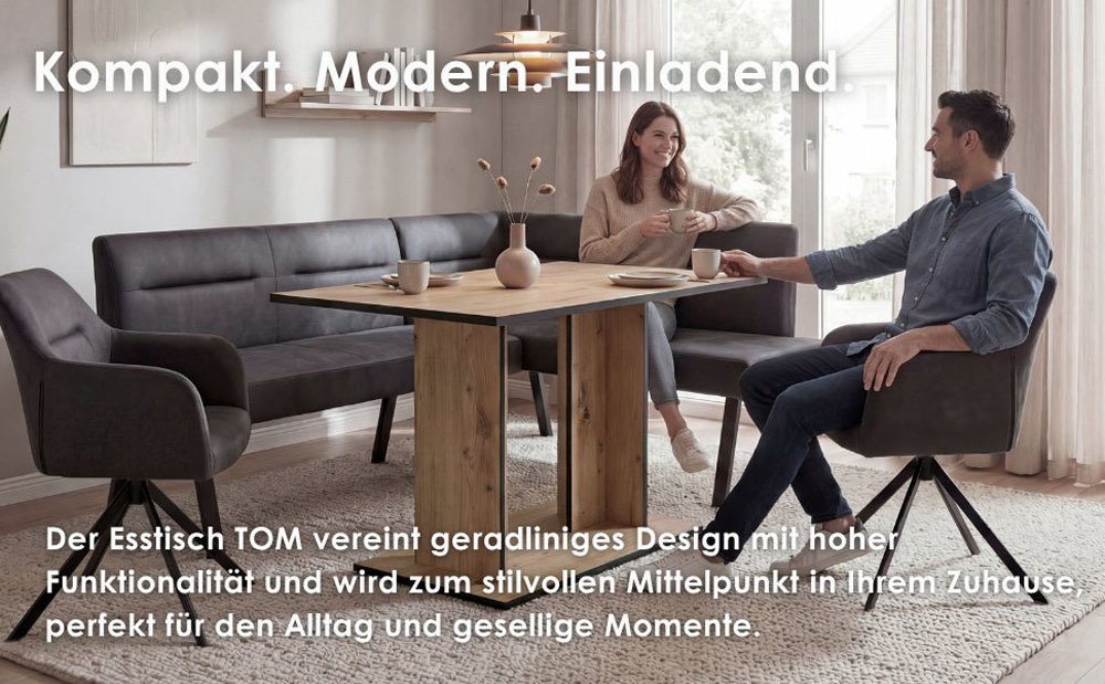 byLIVING Säulen-Esstisch »TOM« Artisan Eiche (Eiche-Optik), 100 kg, 4 Sitzplätze, Säule: 25 x 56,6 cm