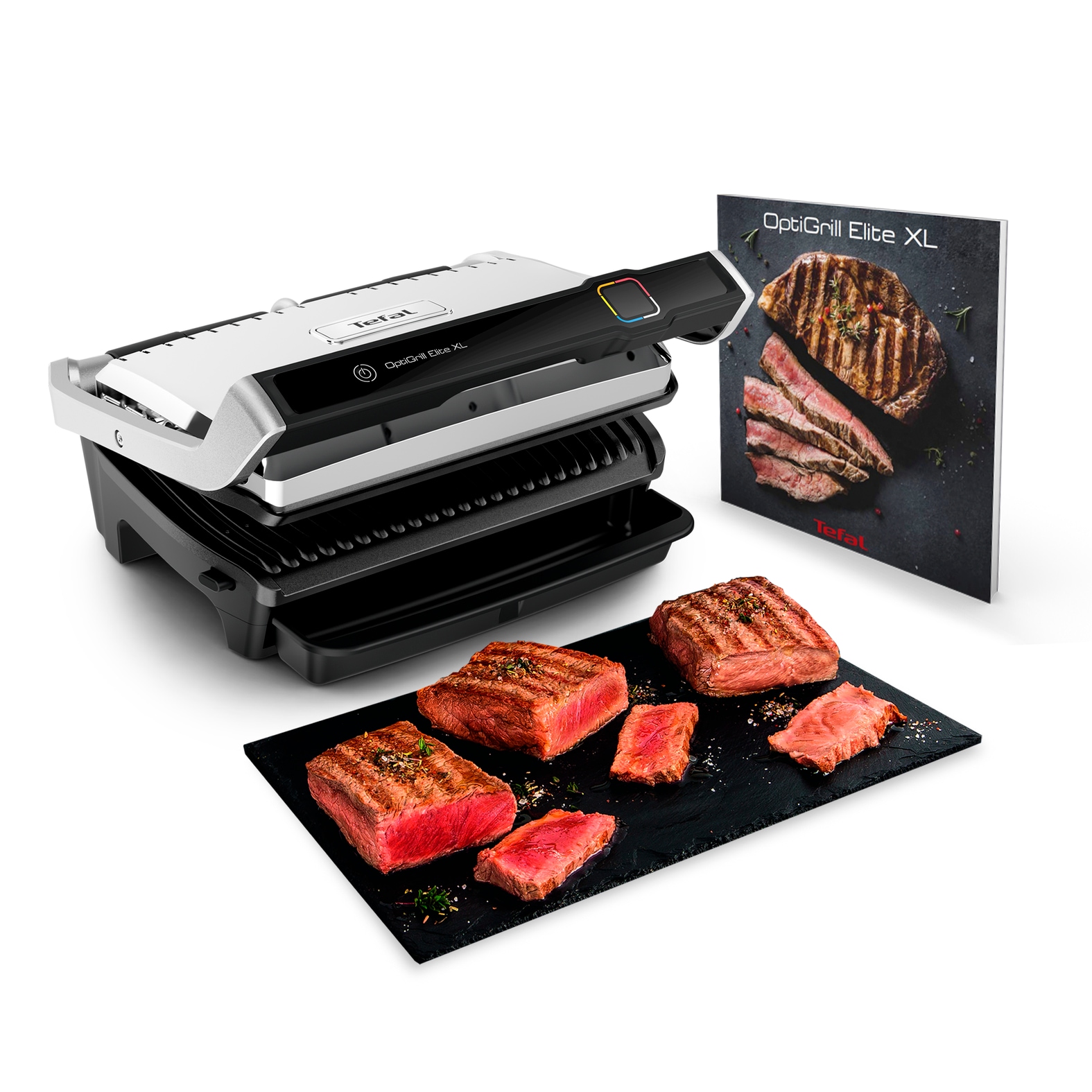 TEFAL Kontaktgrill »OptiGrill Elite XL, spülmaschinengeeignete Platten« 2200 W Countdown zum Grillergebnis, Grillboost für Grillstreifen, GC760D...