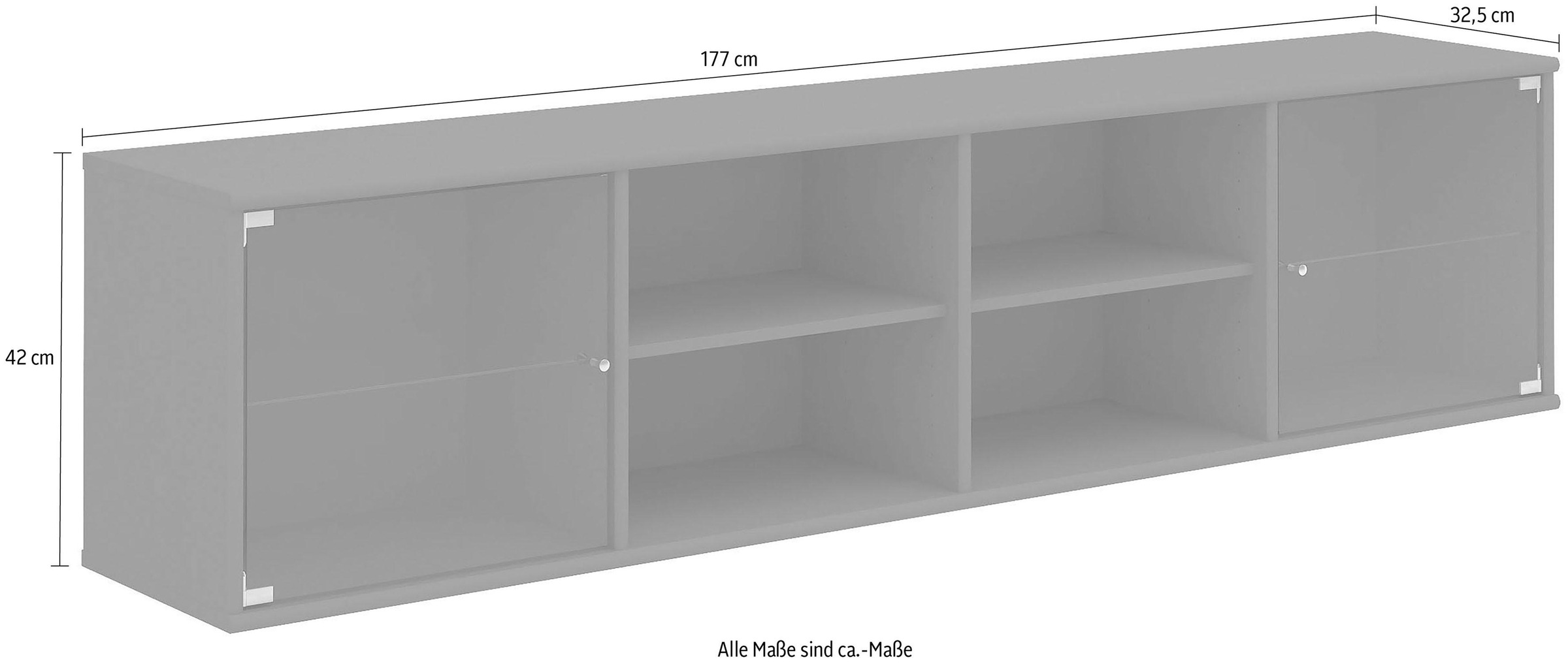 Hammel Furniture Regal »Mistral, Hochwertig Lowboard, hängend/stehend montierbar«, mit zwei Glastüren, B: 177 cm, lowboard, anpassungsbar Designmöbel
