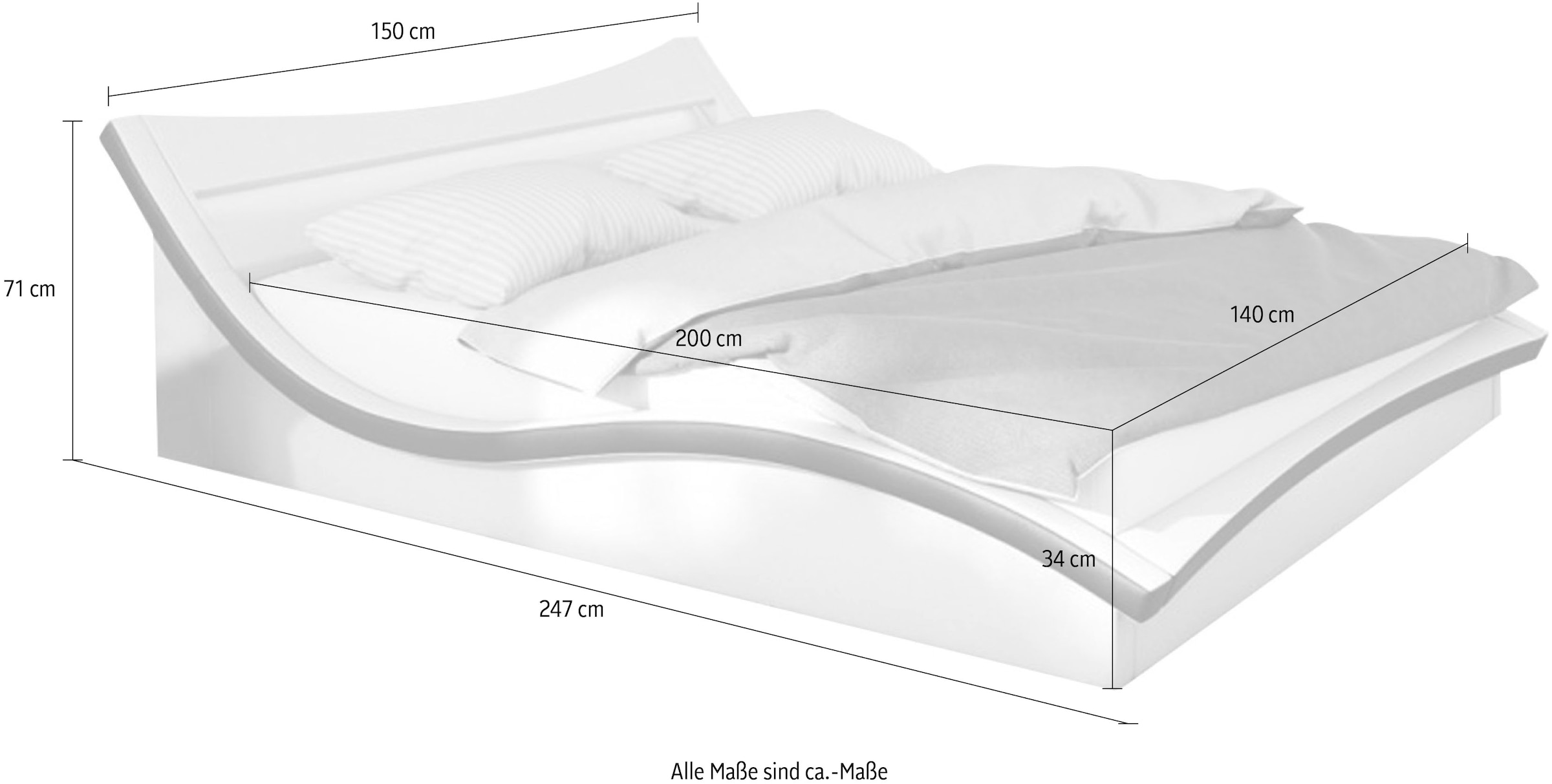 SalesFever Polsterbett, mit LED-Beleuchtung im Kopfteil, Design Bett in moderner Optik