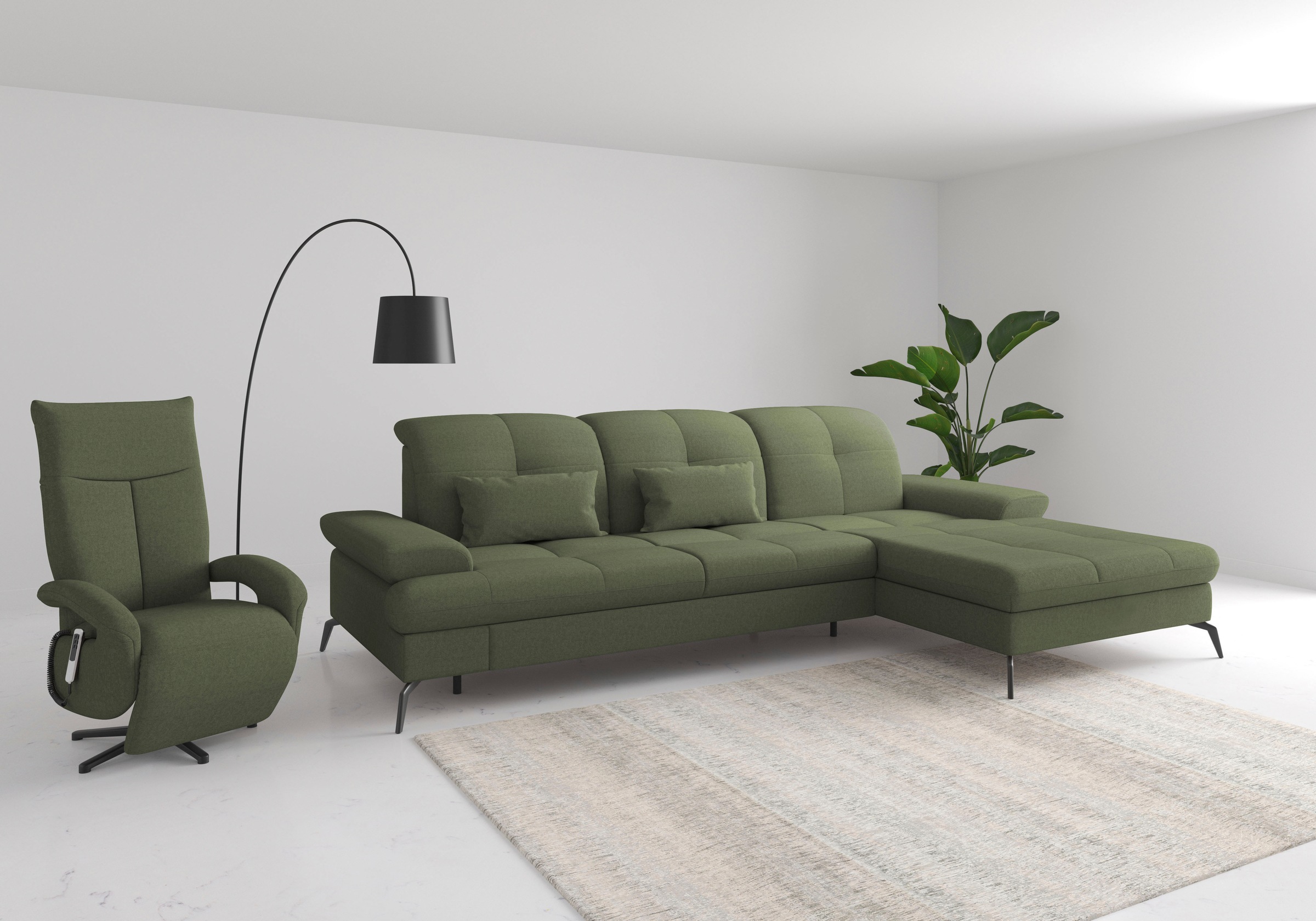 sit&more Ecksofa »Amica, L-Form, inkl. Sitztiefenverstellung & Armteilverstellung«, wahlweise mit Bettfunktion, Bettkasten und Kopfteilverstellung
