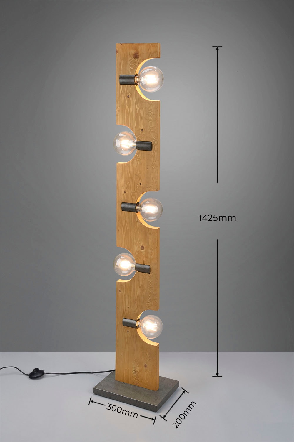 Stehlampe Fussschalter,Holz max online kaufen flammig-flammig, 5xE27 Leuchten Stehleuchte exkl 10W, naturbelassen 143cm, TRIO »Tailor«, 5
