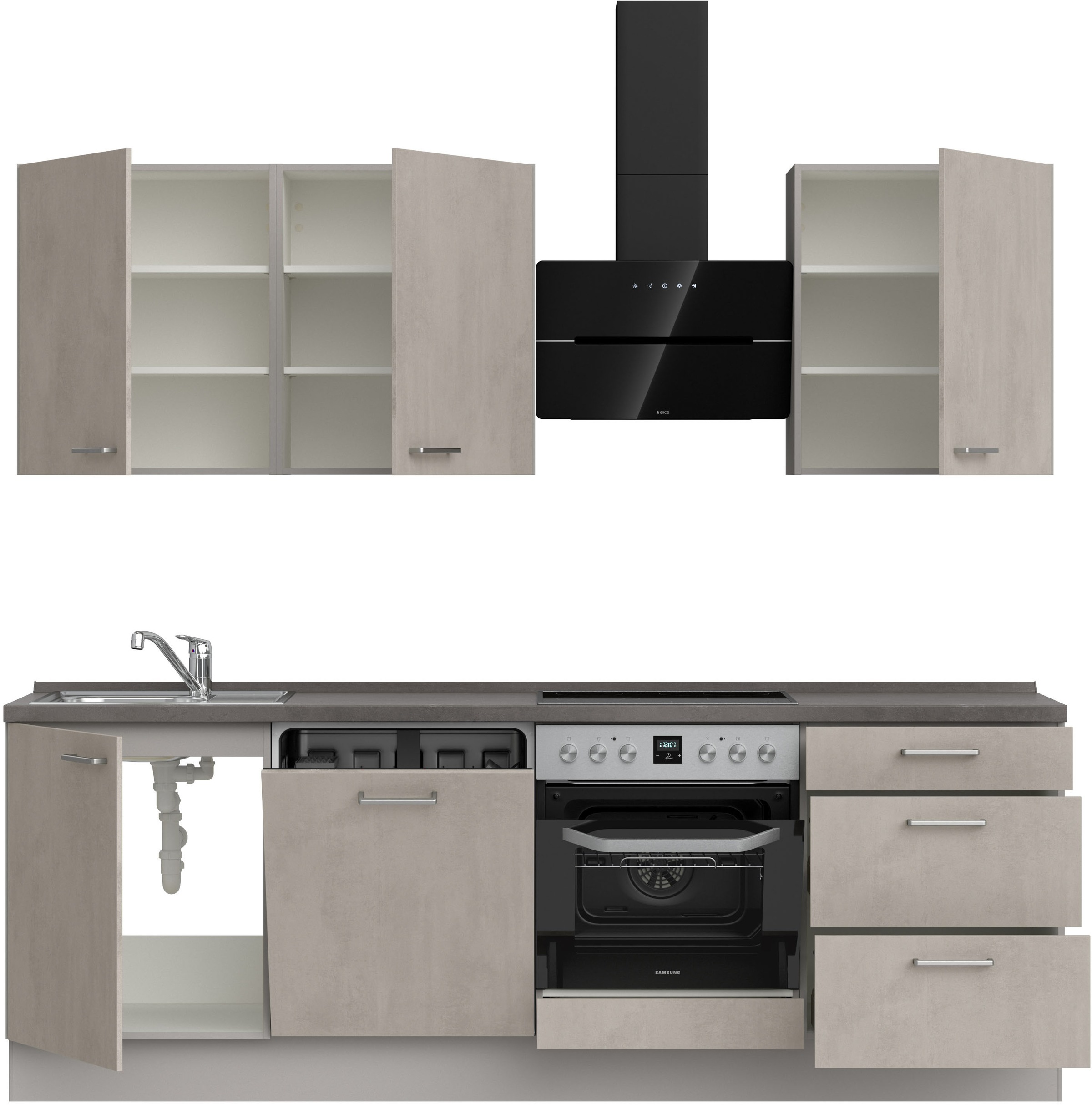 nobilia® Küchenzeile »"Riva II"«, vormontiert, Ausrichtung wählbar, Breite 240 cm, wahlw. mit E-Geräten
