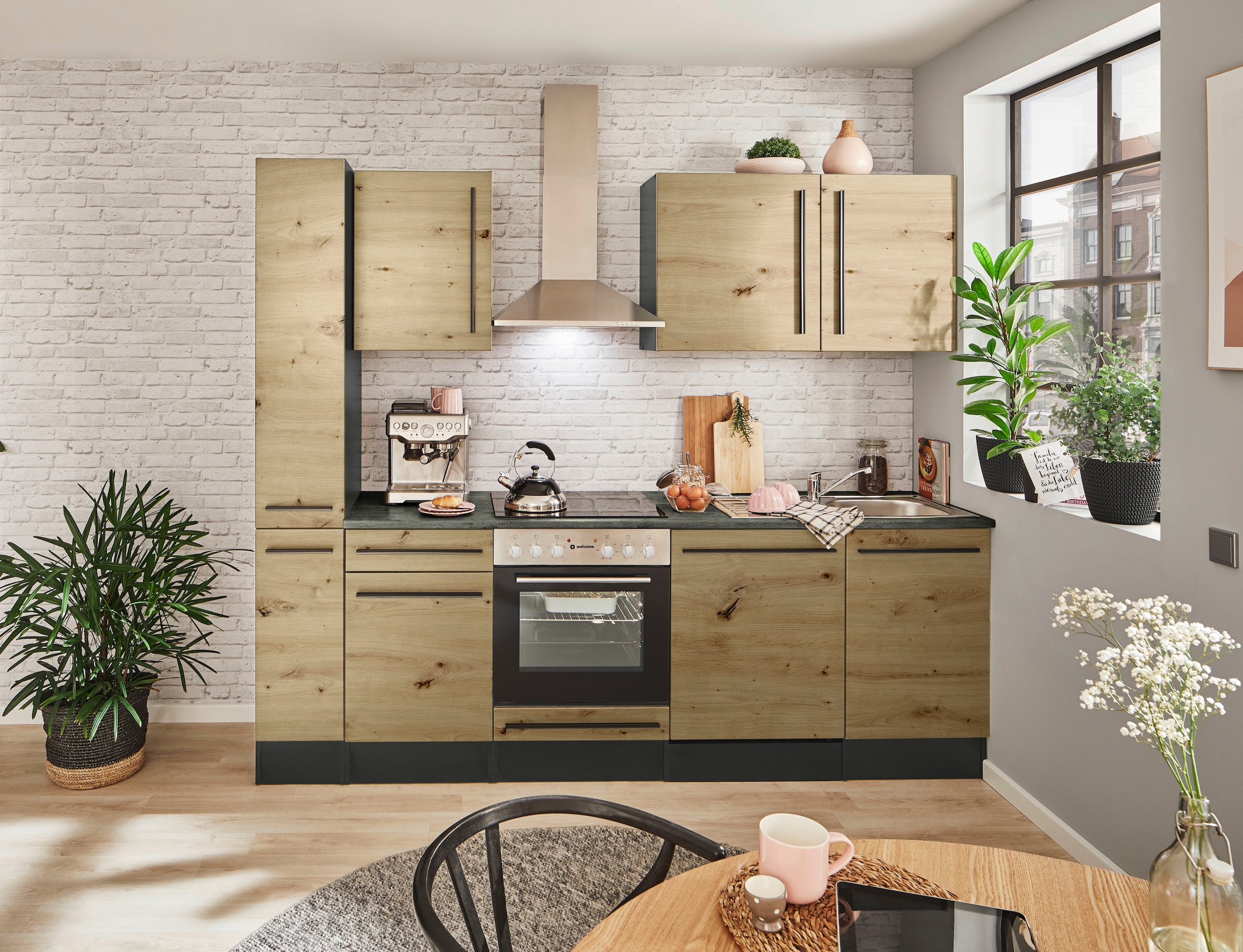 BASIC by Balculina Küchenzeile »Jazz«, Breite 250 cm, wahlweise mit E-Geräten