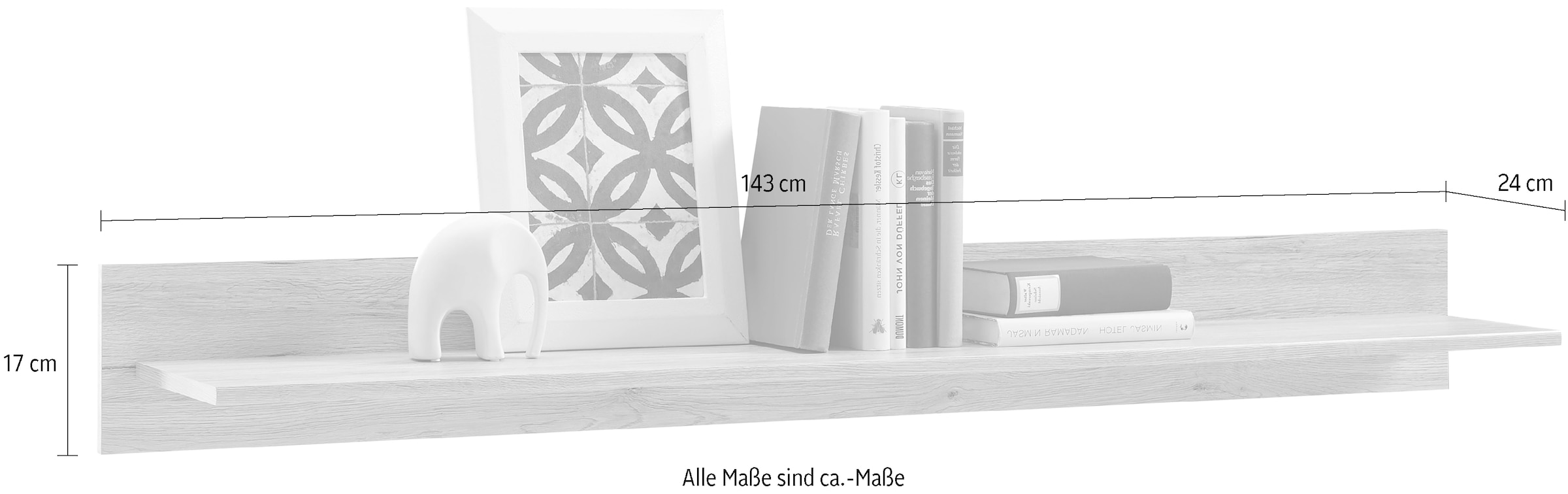 HBZ Wandboard »Romance«, (1 St.), Eiche San Remo hell, Regal schwebend bis 3 kg belastbar