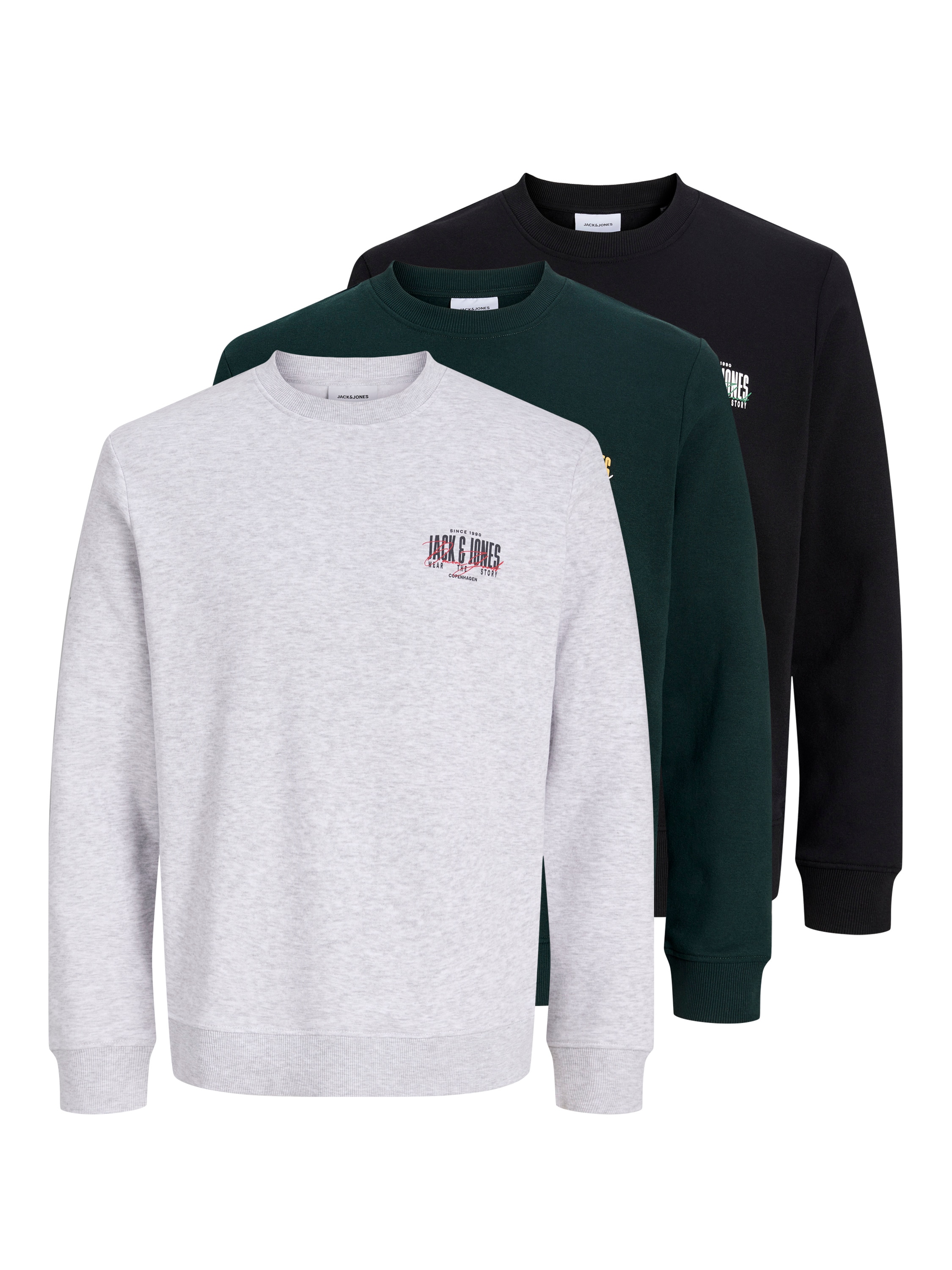 Jack & Jones Sweatshirt »JJAERO SWEAT CREW NECK 3PK MP«, 3 Materialmix,
