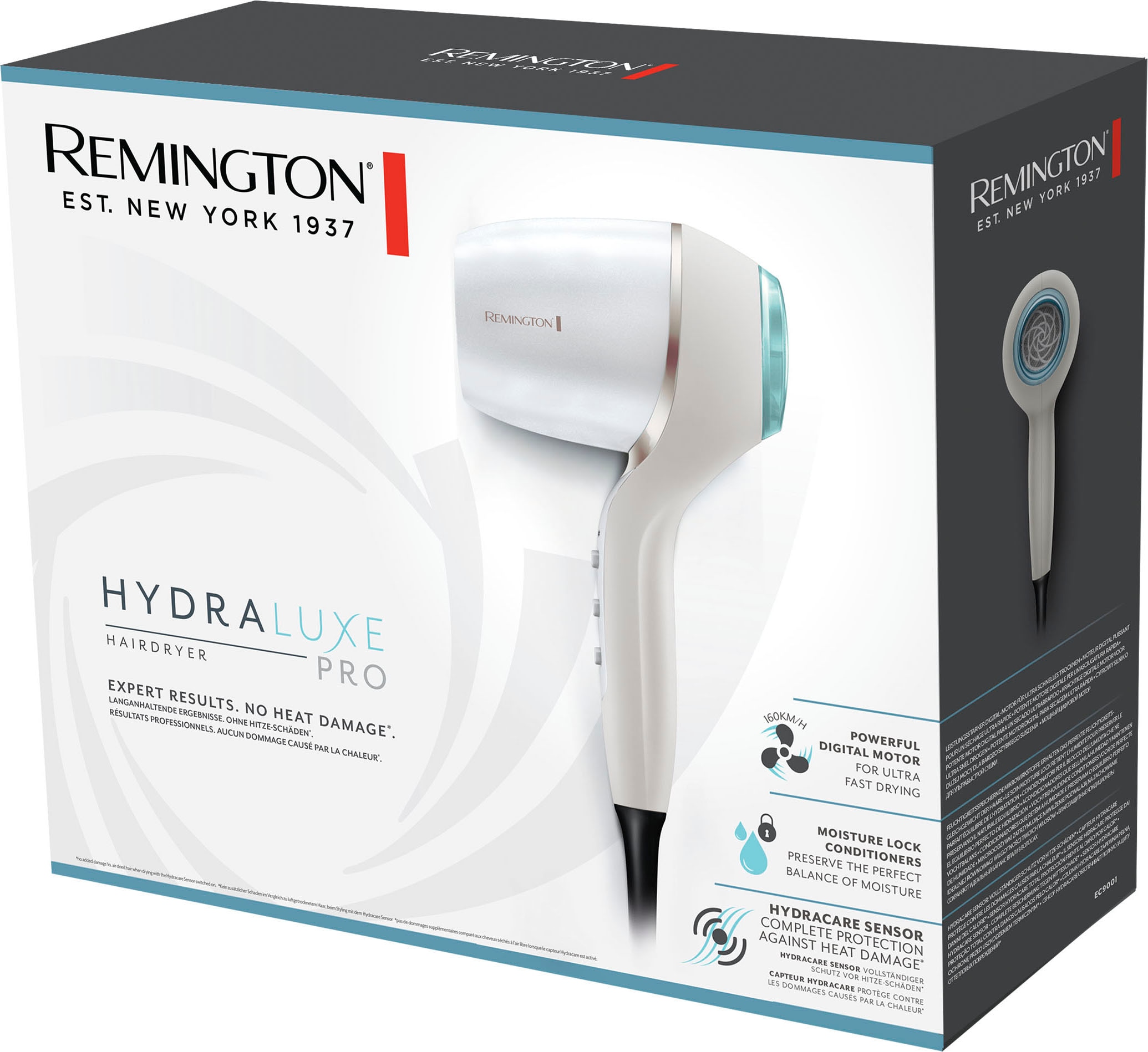 Remington Haartrockner »HYDRAluxe PRO (EC9001)«, 2200 W, 3 Aufsätze, 50 % schnelleres Trocknen,
Ionengenerator, 2 Stylingdüsen & Diffusor