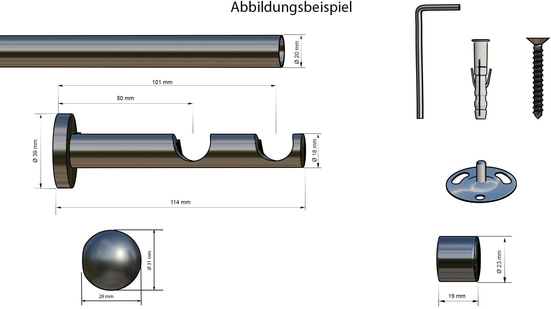 indeko Gardinenstange »Colombes«, 2 läufig-läufig, Wunschmaßlänge, Komplett-Set inkl. Montagematerial