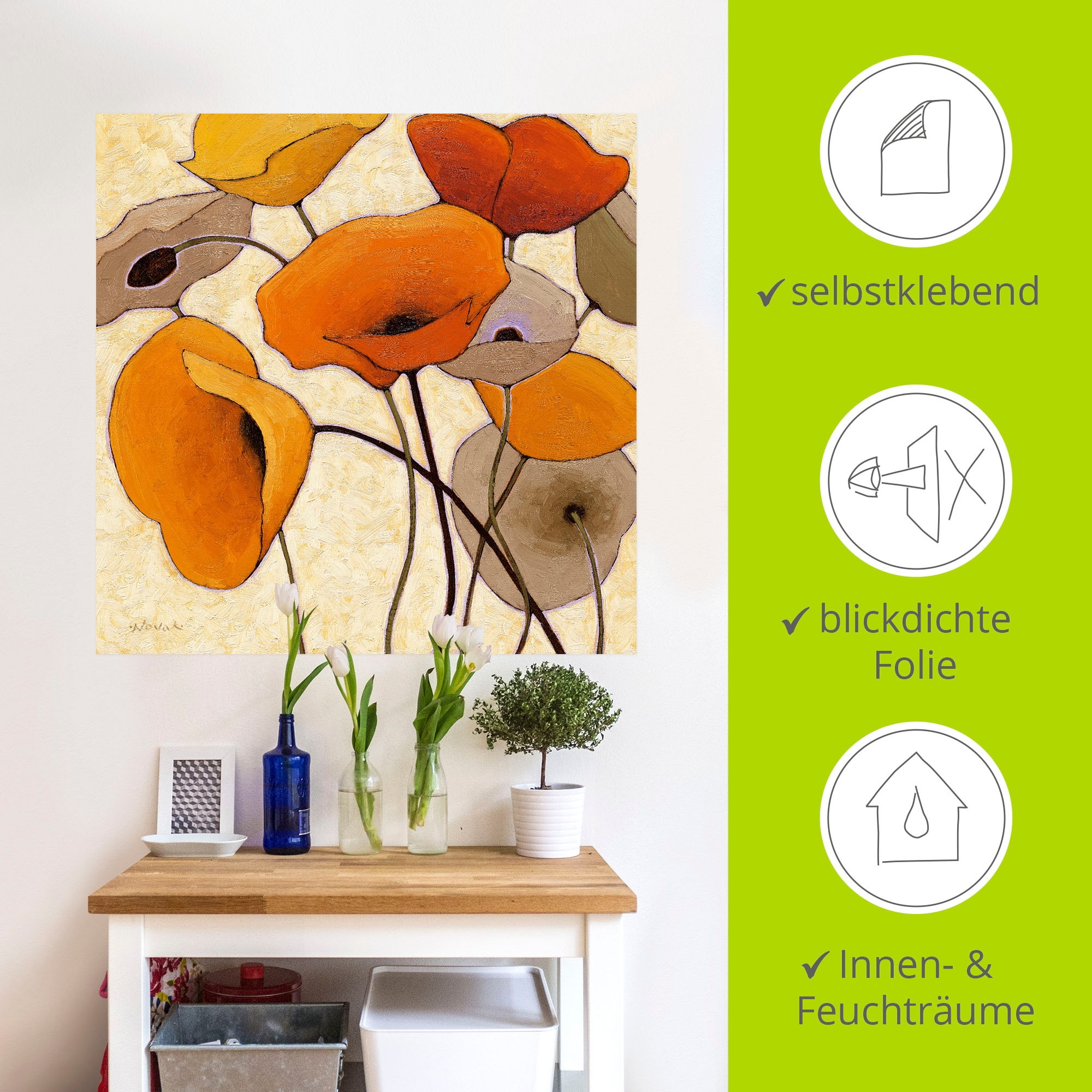 Artland Wandbild »Kürbismohn III«, Blumen, (1 St.), als Leinwandbild, Wandaufkleber in verschied. Größen