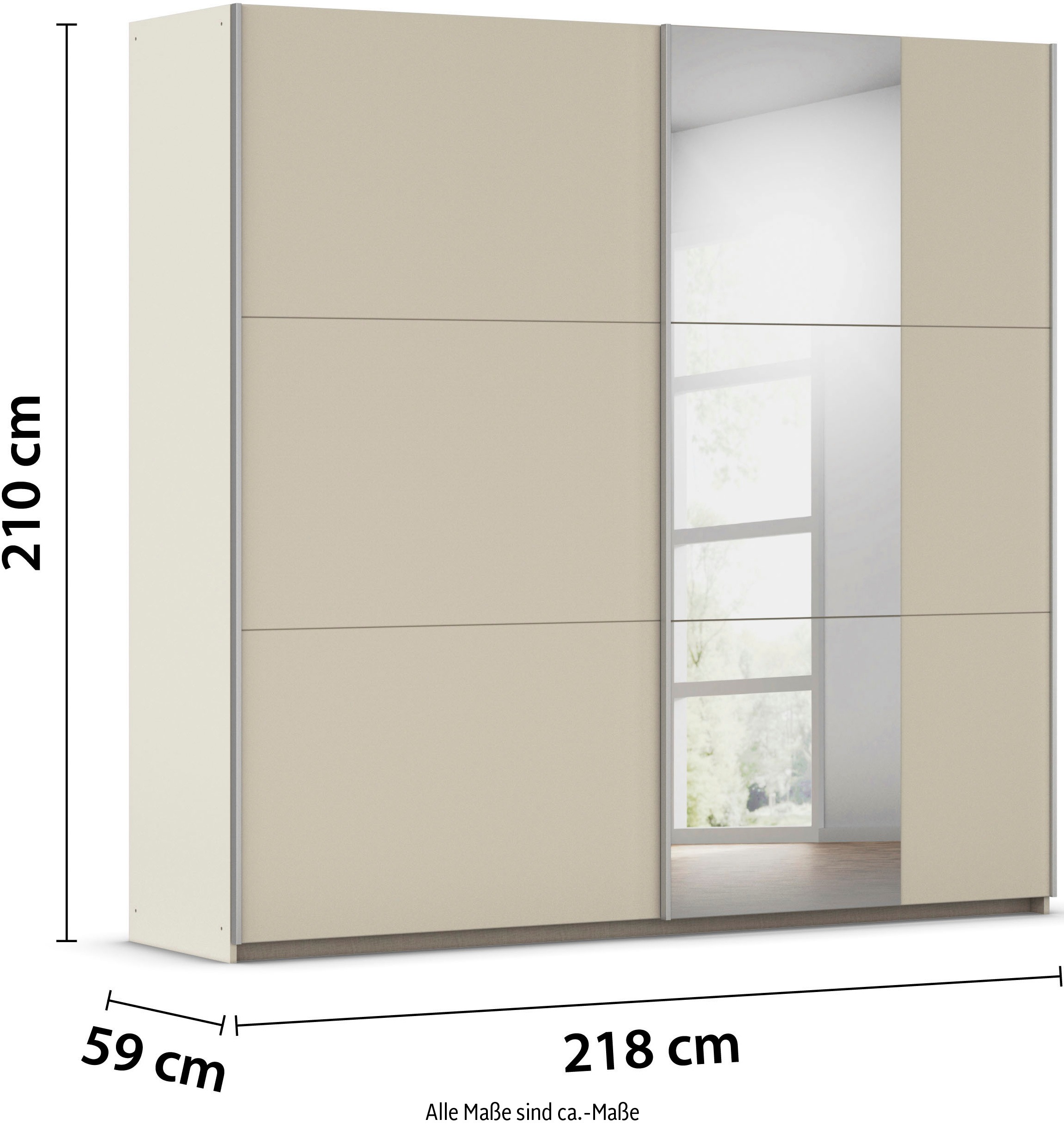 rauch Schwebetürenschrank »Kleiderschrank Garderobe TOPSELLER AURELIO mit 3 Ausstattungsvarianten«, 3 verschiedene Ausstattungsvarianten Griffe aus Metall MADE IN GERMANY