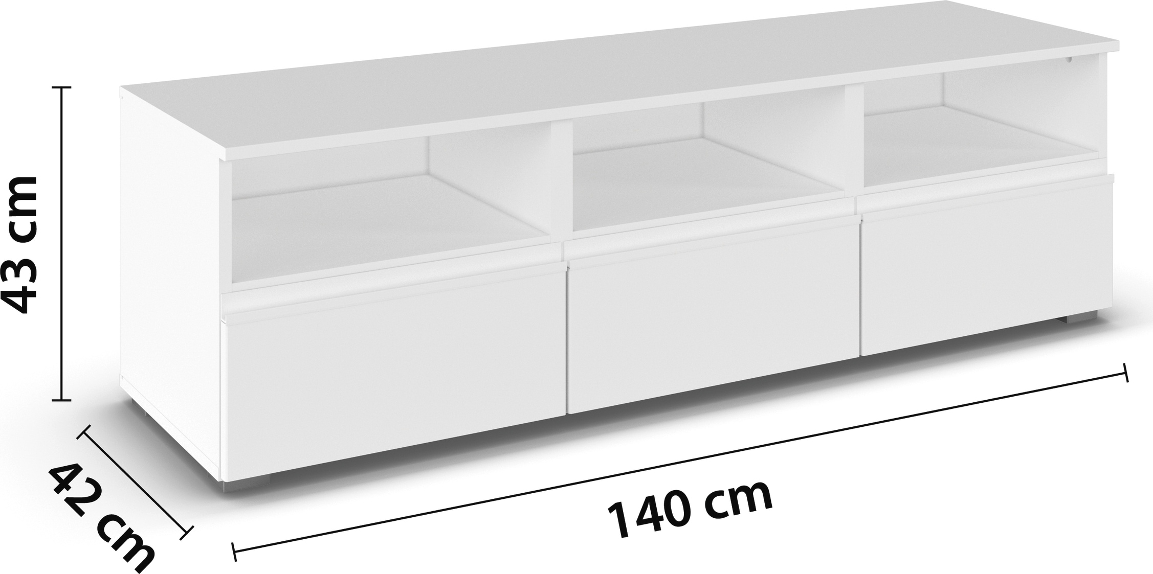 rauch Schubkastenkommode »Sideboard TV-Board TV-Bank Lowboard Kommode Strauraum JOEL«, mit drei Schubladen und drei offene Fächer MADE IN GERMANY
