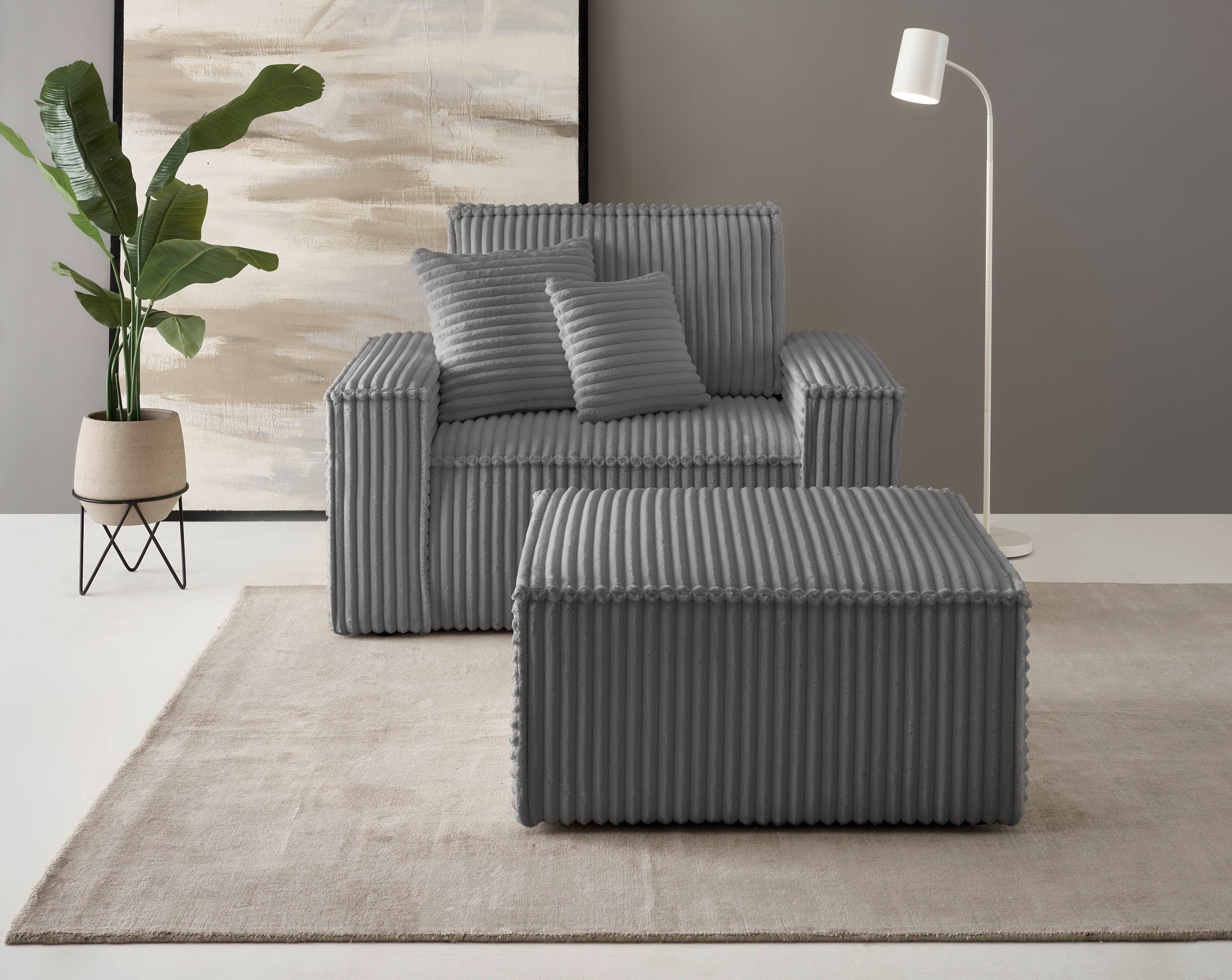 andas Loveseat »FINNLEY, Loveseat & Hocker im Set, trendige Stoffe, inkl. Z günstig online kaufen