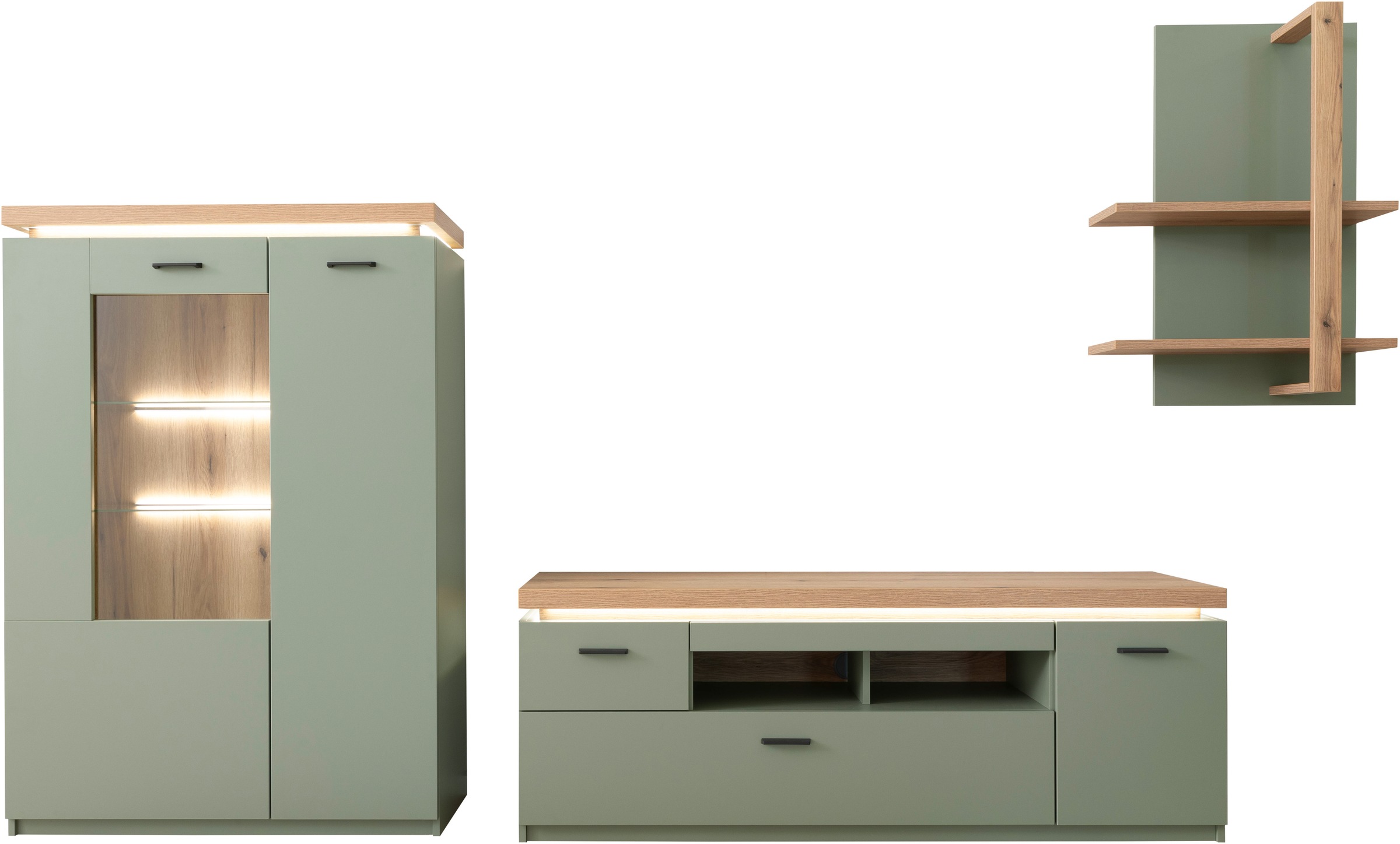 MCA furniture Wohnwand »MONIZ Wohnkomination 2«, (Komplett-Set, 3 St.), Türen/ Schubkästen gedämpft