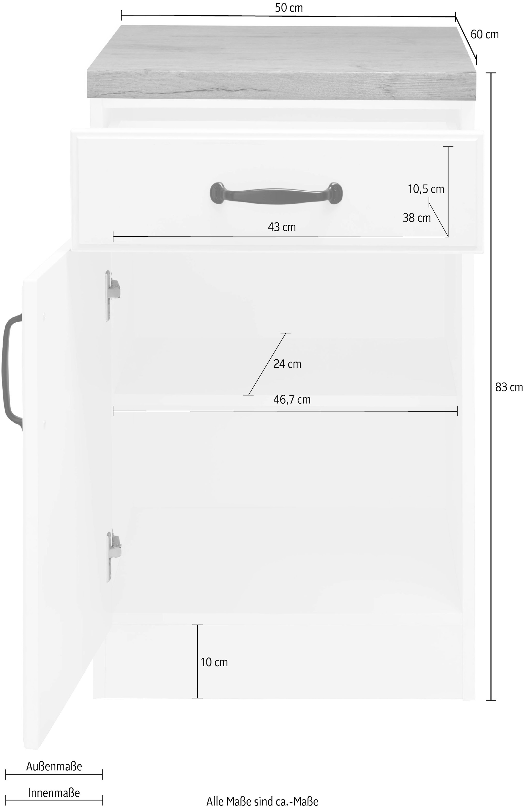 wiho Küchen Unterschrank »Erla« 50 cm breit mit Kassettenfront