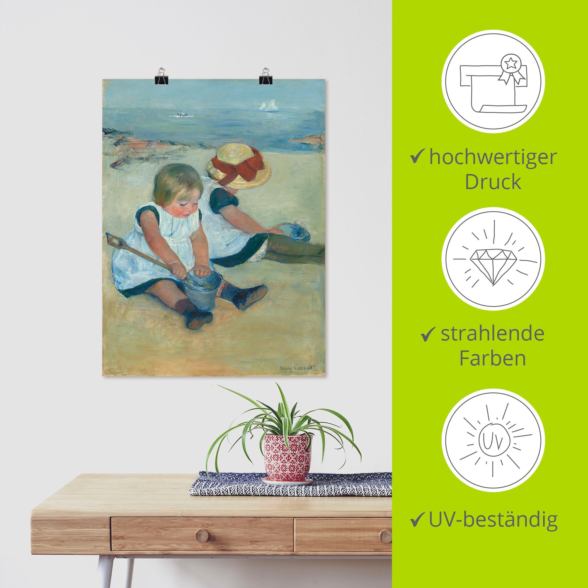 Artland Wandbild »Spielende Kinder am Strand. 1884«, Bilder von Kindern, (1 St.), als Alubild, Leinwandbild, Wandaufkleber oder Poster in versch. Größen