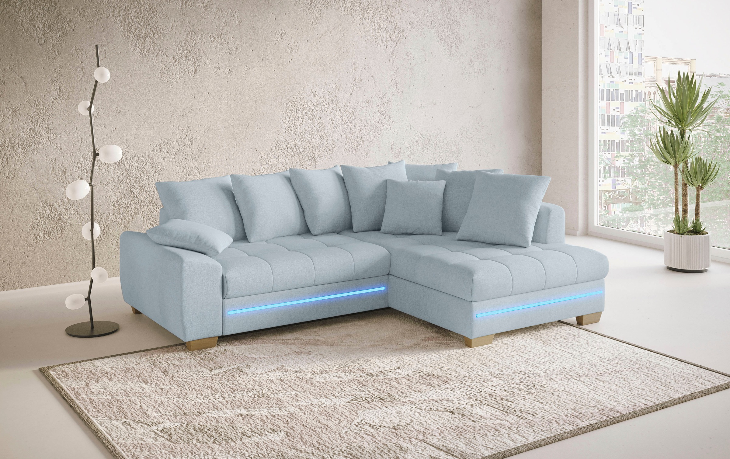 Mr. Couch Ecksofa »Nikita II, L-Form«, mit Kaltschaum, RGB-LED Beleuchtung, günstig online kaufen