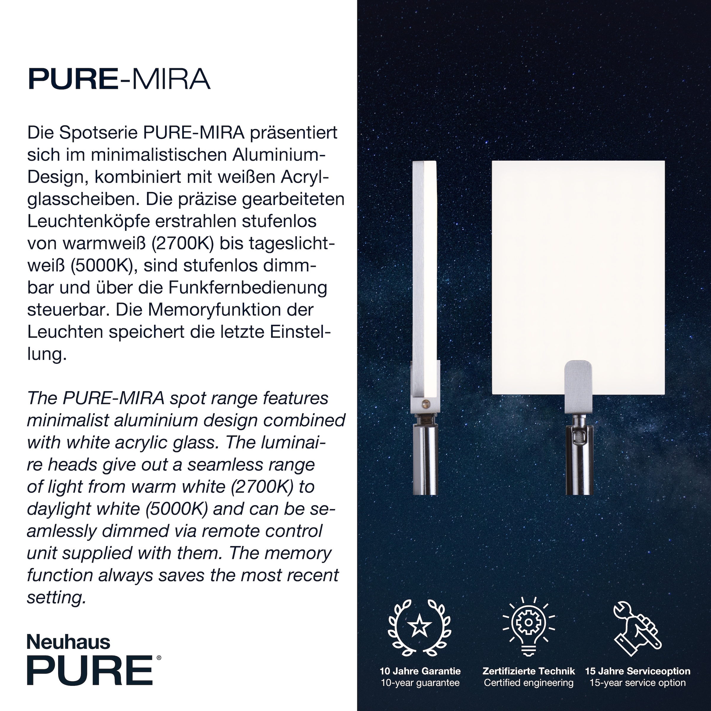 Neuhaus PURE LED Stehlampe »PURE Mira« LED-Board 1 Stk. warmweiß - kaltweiß Dimmbar, CCT, Fußschalter, Fernbedienung, drehbar