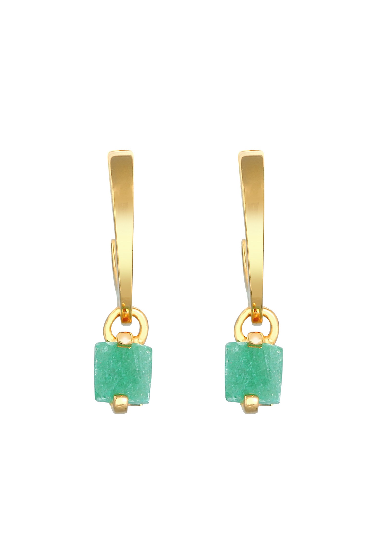 Elli Premium Paar Creolen »Creolen Stecker Jade Pyramide 925 Silber vergoldet«