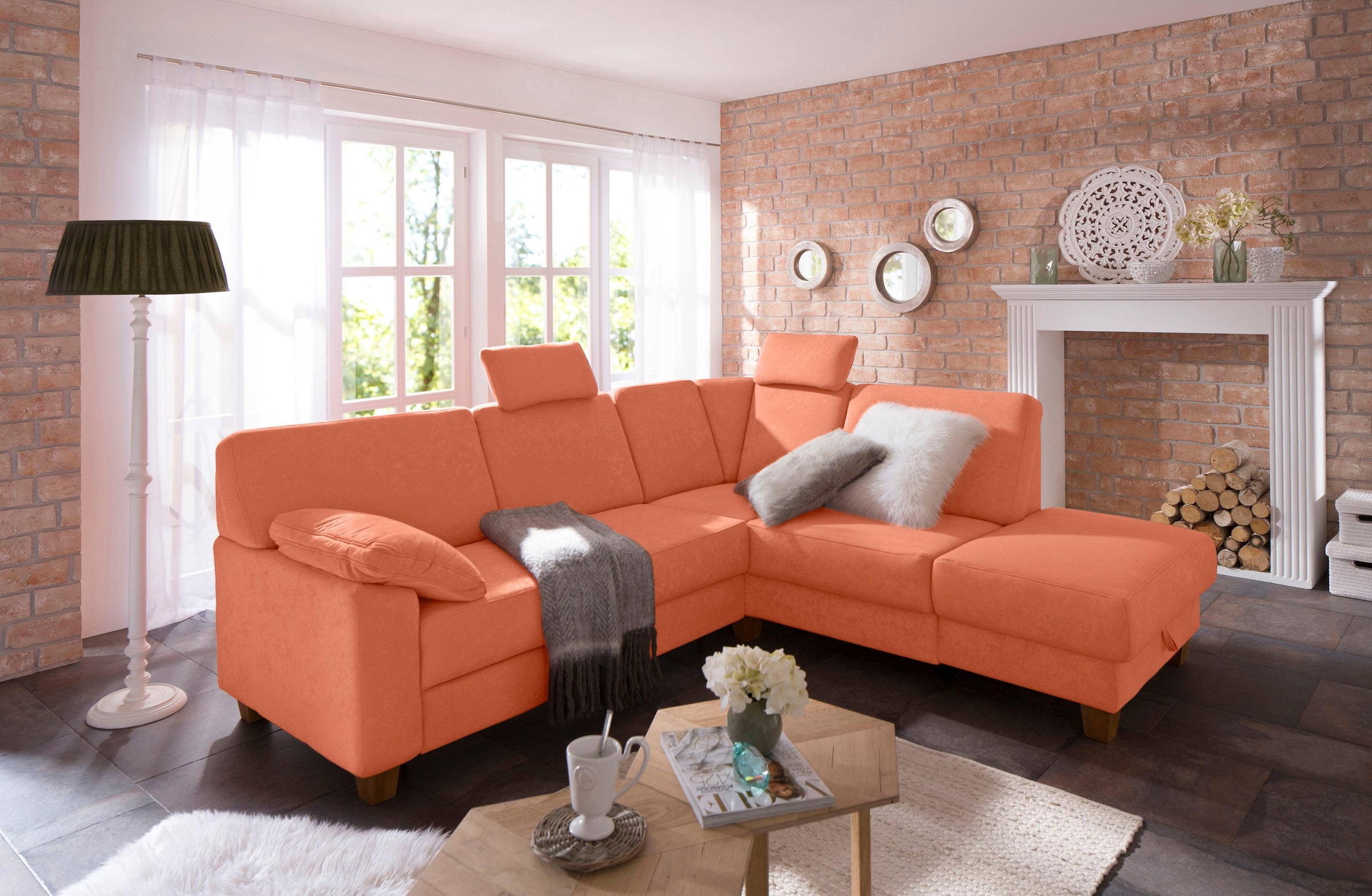 Home affaire Ecksofa »Belfort L-Form«, mit Federkern, wahlweise mit Bettfunktion und Stauraum
