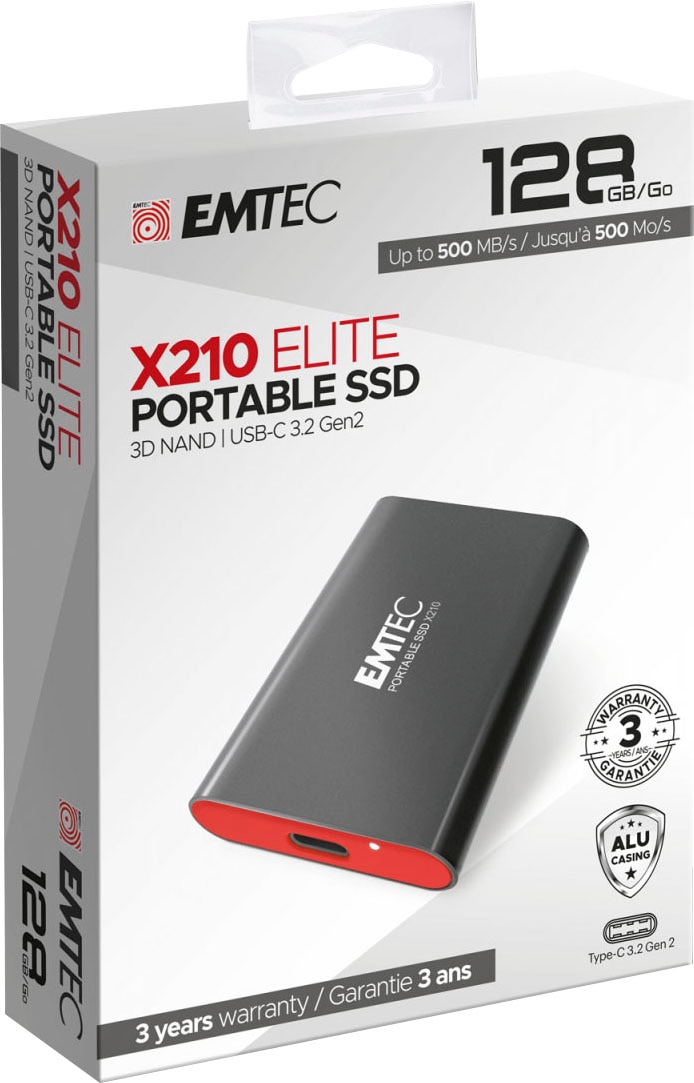 EMTEC externe SSD »X210 Elite Portable SSD 128GB«, Anschluss SATA III-USB 2.0-USB 3.2