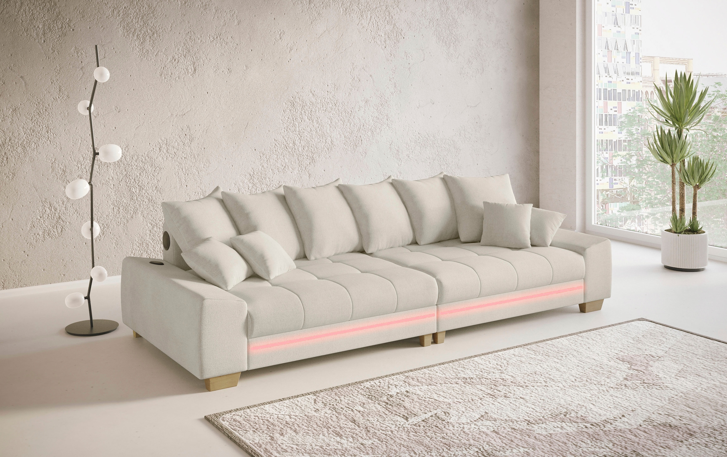 Mr. Couch Big-Sofa »Nikita II«, RGB-LED, Bluetooth-Soundsystem, wahlweise mit Kaltschaum