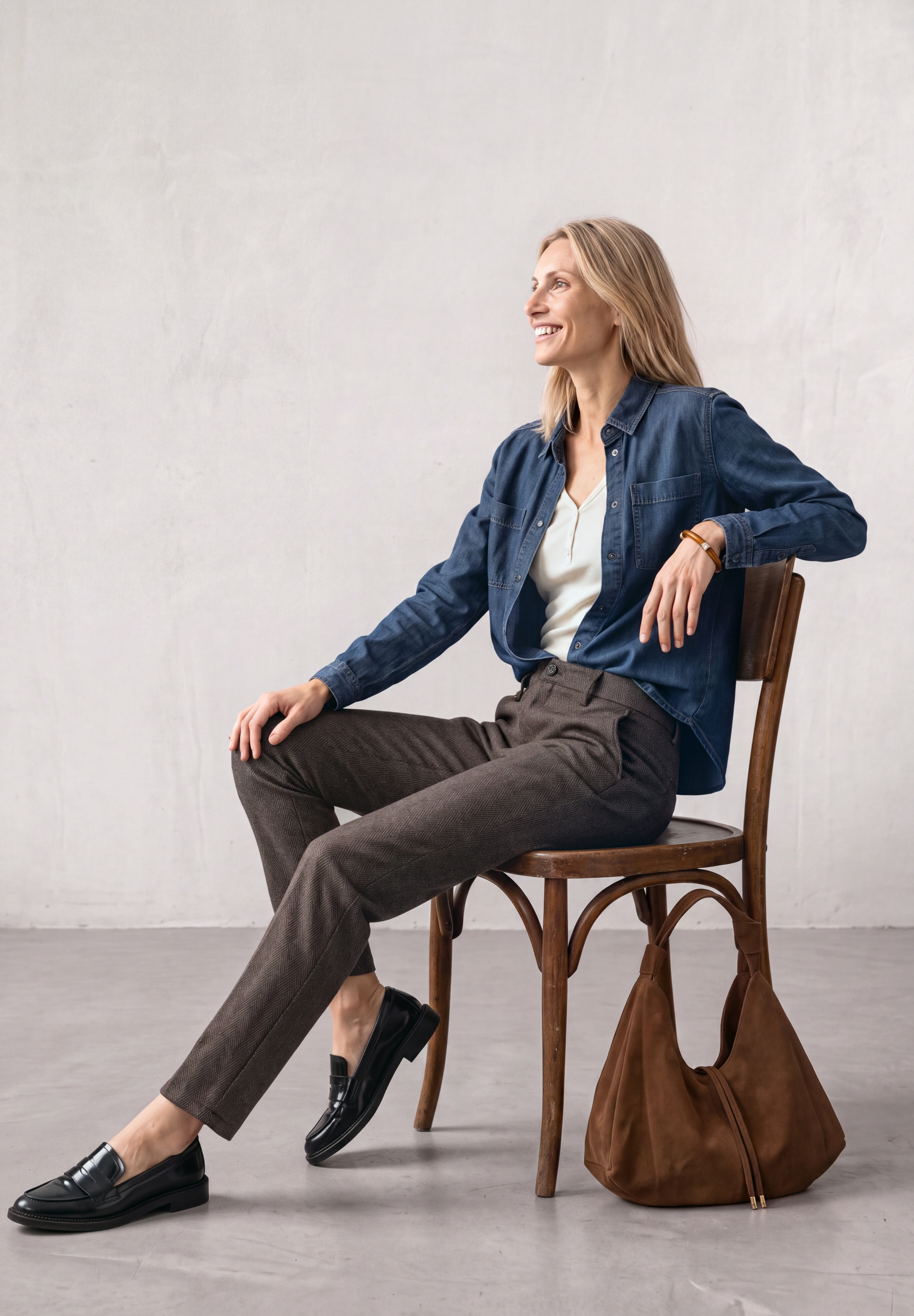 STREET ONE Chinohose »Style Anouk«  mit Fishbone-Muster / Viskose-Stretch