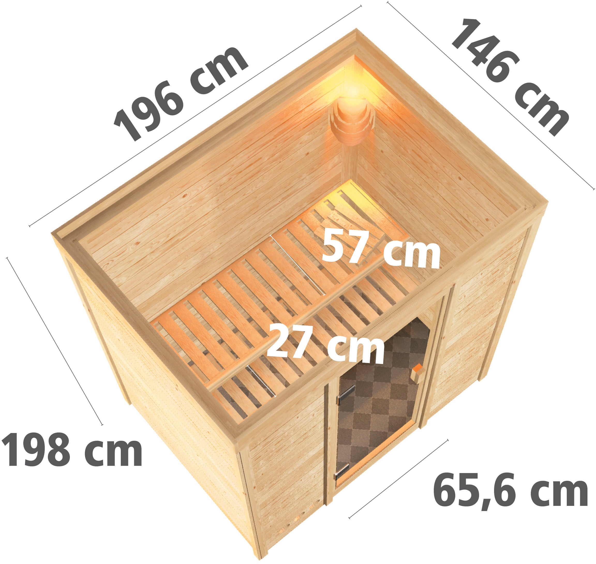 Karibu Sauna »"Sonja" mit graphitfarbener Tür naturbelassen«