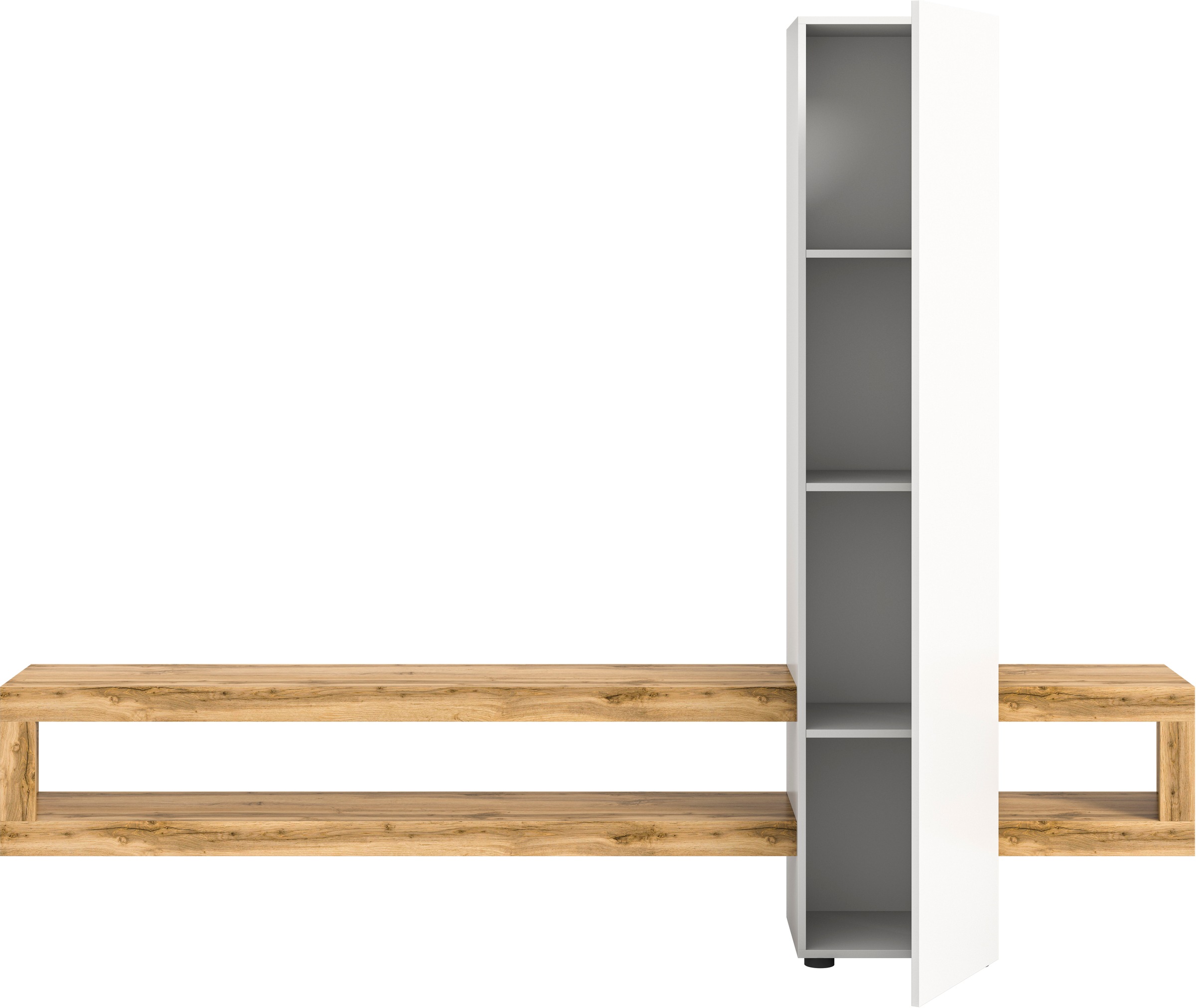 INOSIGN Wohnwand »Zolder, Breite 240 cm, push-to-open, 1 Tür, 3 Einlegeböden,«, (2 St.), 2 offene Fächer, TV-Wand, Media-Möbel, TV-Möbel, Wohnzimmermöbel