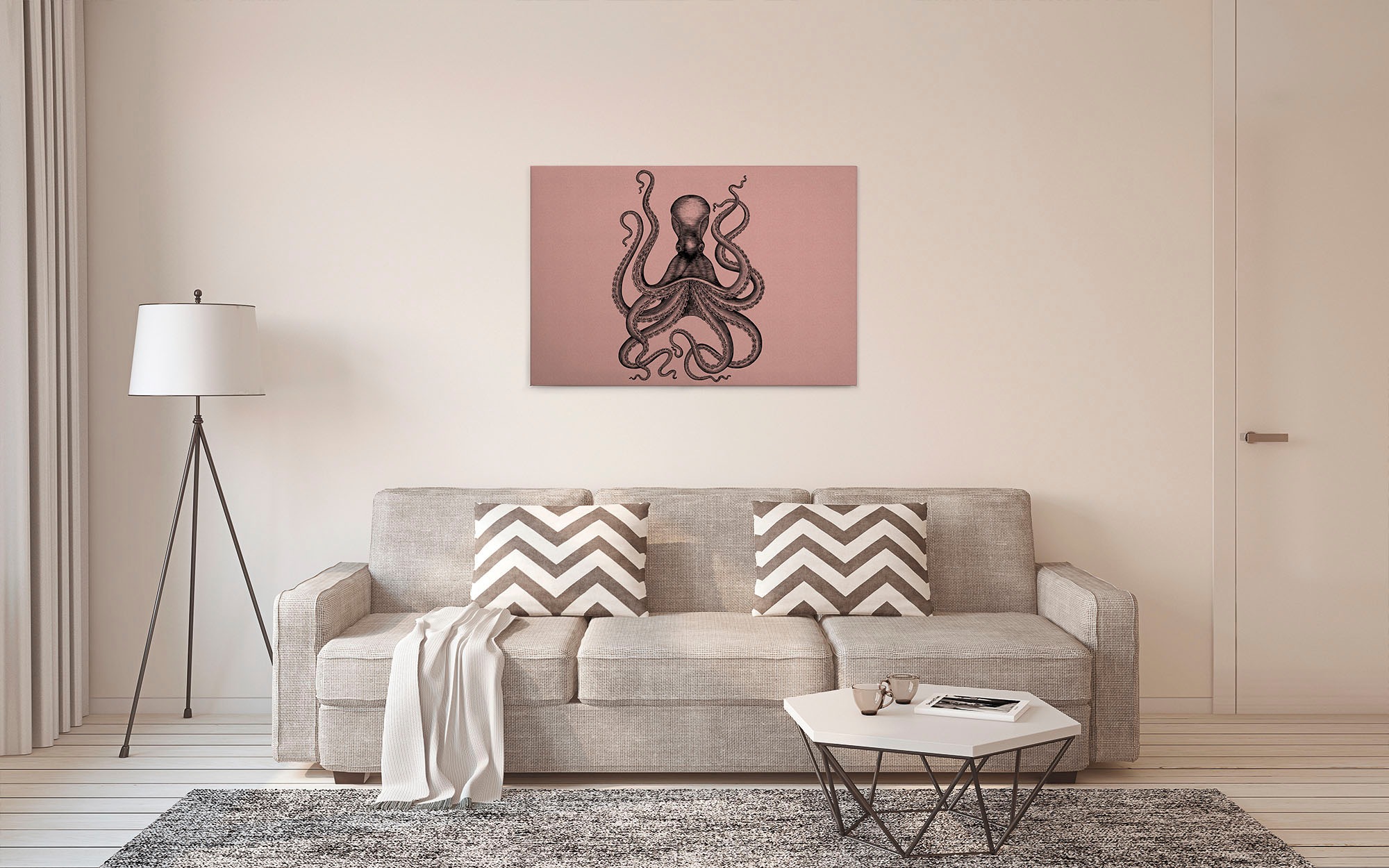 A.S. Création Leinwandbild »jules«, Kunst-Tiere-Kinder, (1 St.), Keilrahmen Bild Octopus Krake Leinwand-Bild Wohnzimmer modern Wandbild