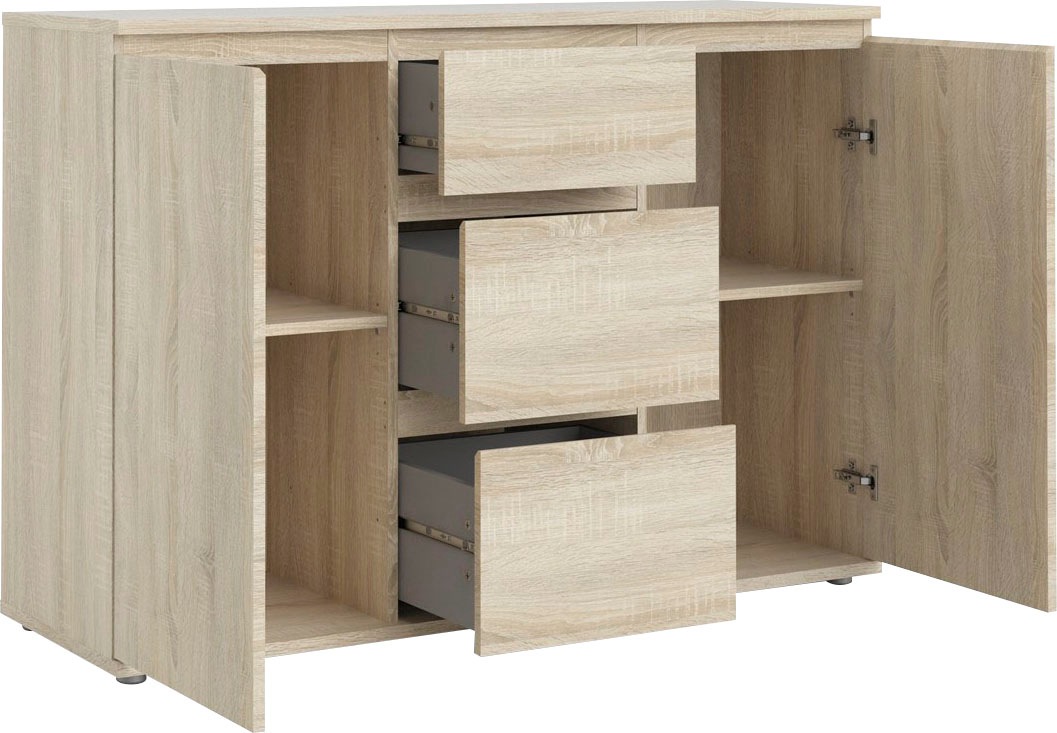 INOSIGN Sideboard »Nova, Aufbewahrung, Schubladenschrank, Sideboard,«, 2 Türen, 3 Schubladen, grifflos, Breit e120 cm, Höhe 84 cm