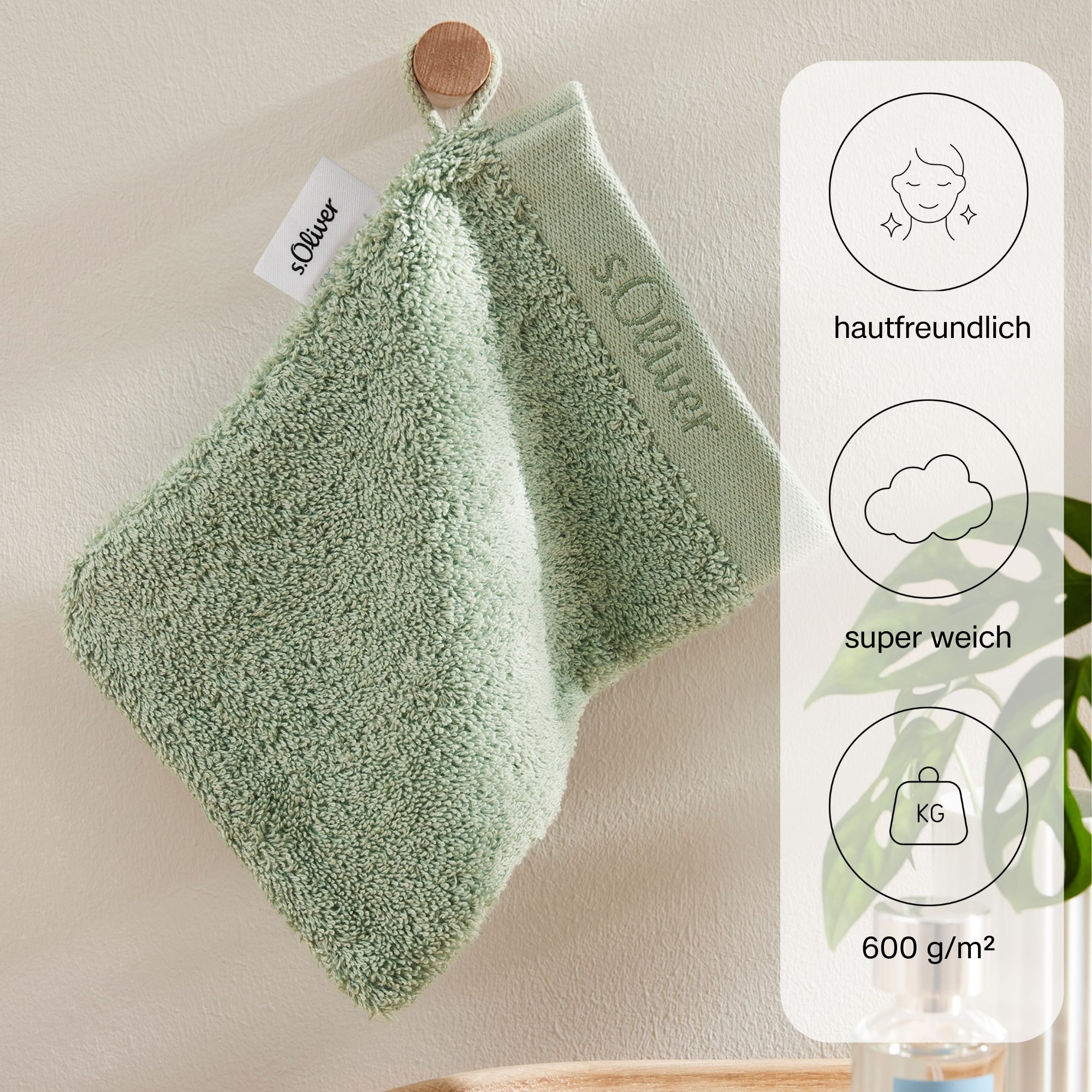 s.Oliver Waschhandschuh »s.Oliver, Premium Qualität, 600 gr/m², auch als Sets erhältlich«, (1 St., Waschlappen 16 x 21 cm), große Farbauswahl, auch als Duschtuch, Handtuch, Gästetuch