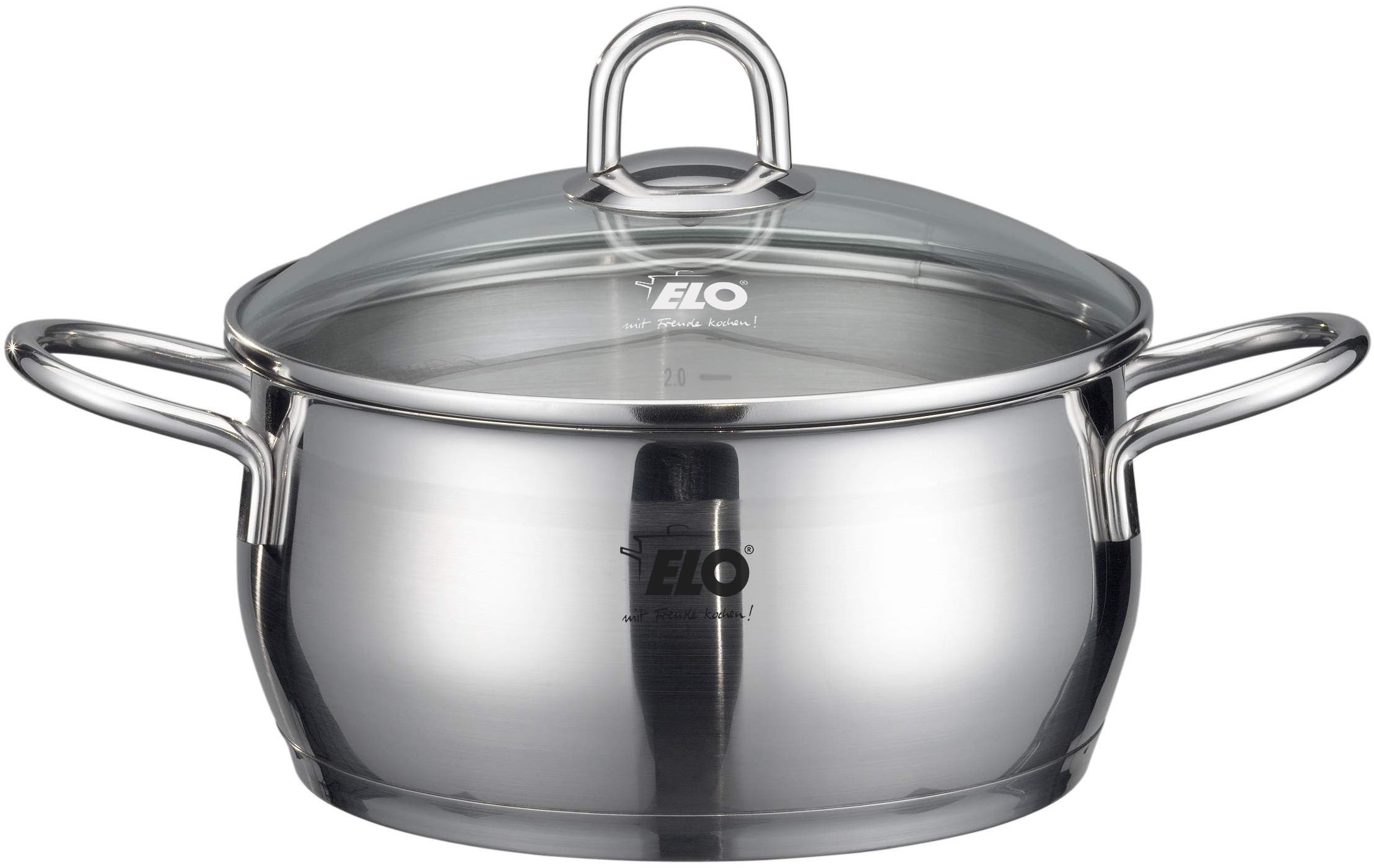 Elo Topf-Set »Platin«, Edelstahl 18/10, (Set, 9 tlg., 1 Bratentopf 20 cm, je 1 Fleischtopf 16/20/24 cm, 1 Kasserolle 16 cm), Induktion