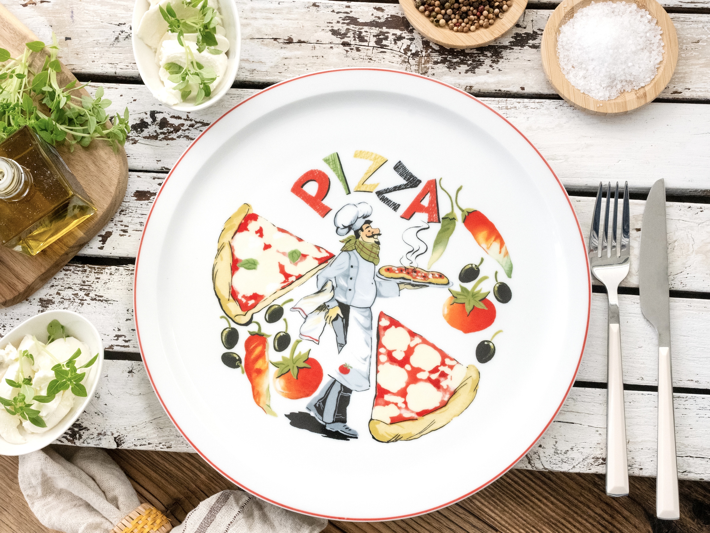 CreaTable Pizzateller »Milano Luigi, Teller-Set, 4-tlg.« Vielseitig einsetzbar, Europäische Qualität