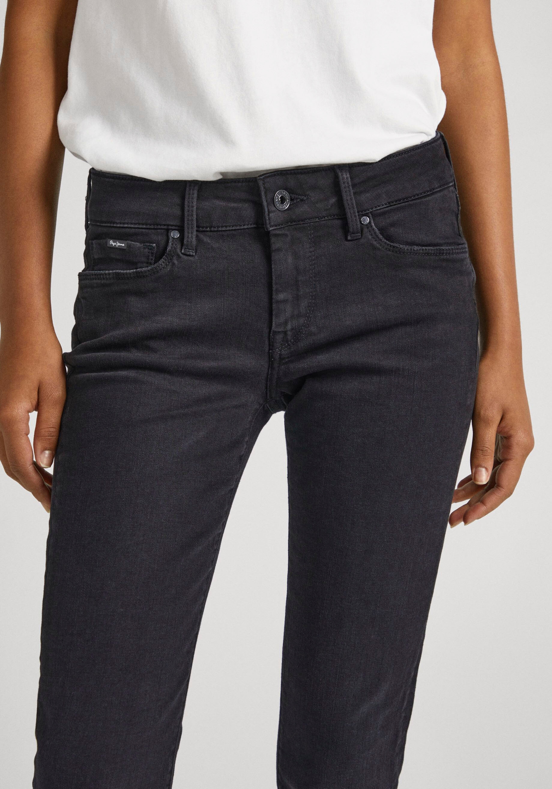 mit 1-Knopf »SOHO«, im Bund Jeans bequem 5-Pocket-Stil Skinny-fit-Jeans Pepe und kaufen Stretch-Anteil