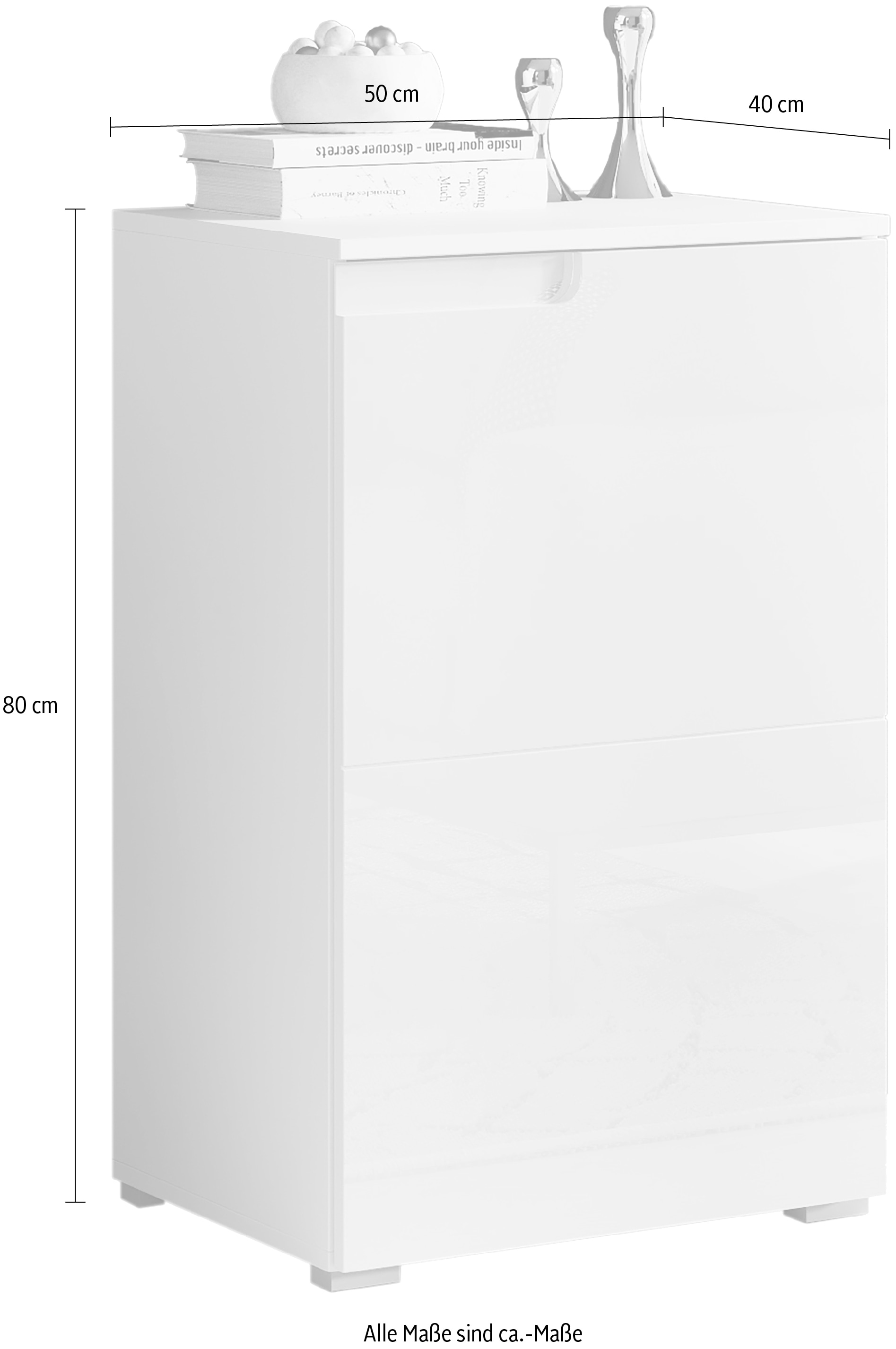 HBZ Kommode »Spice Weiß Hochglanz, BxHxT 50x80x40 cm«, Kommode mit 1 Tür und 1 Einlegeboden verstellbar